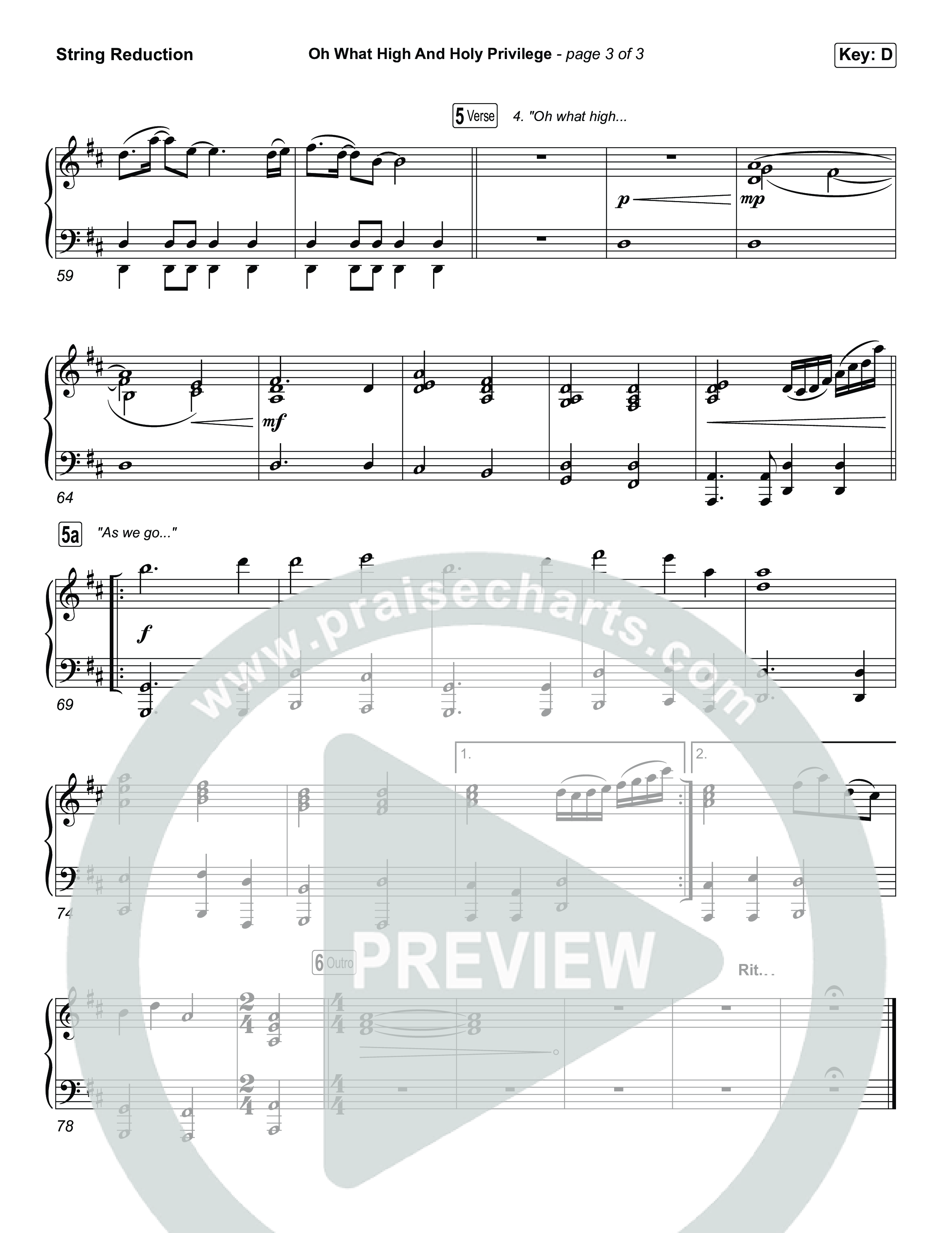 Oh What High And Holy Privilege (Unison/2-Part) String Reduction (Keith & Kristyn Getty / Matt Boswell / Matt Papa)