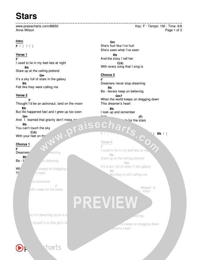 Stars Chords & Lyrics (Anne Wilson)