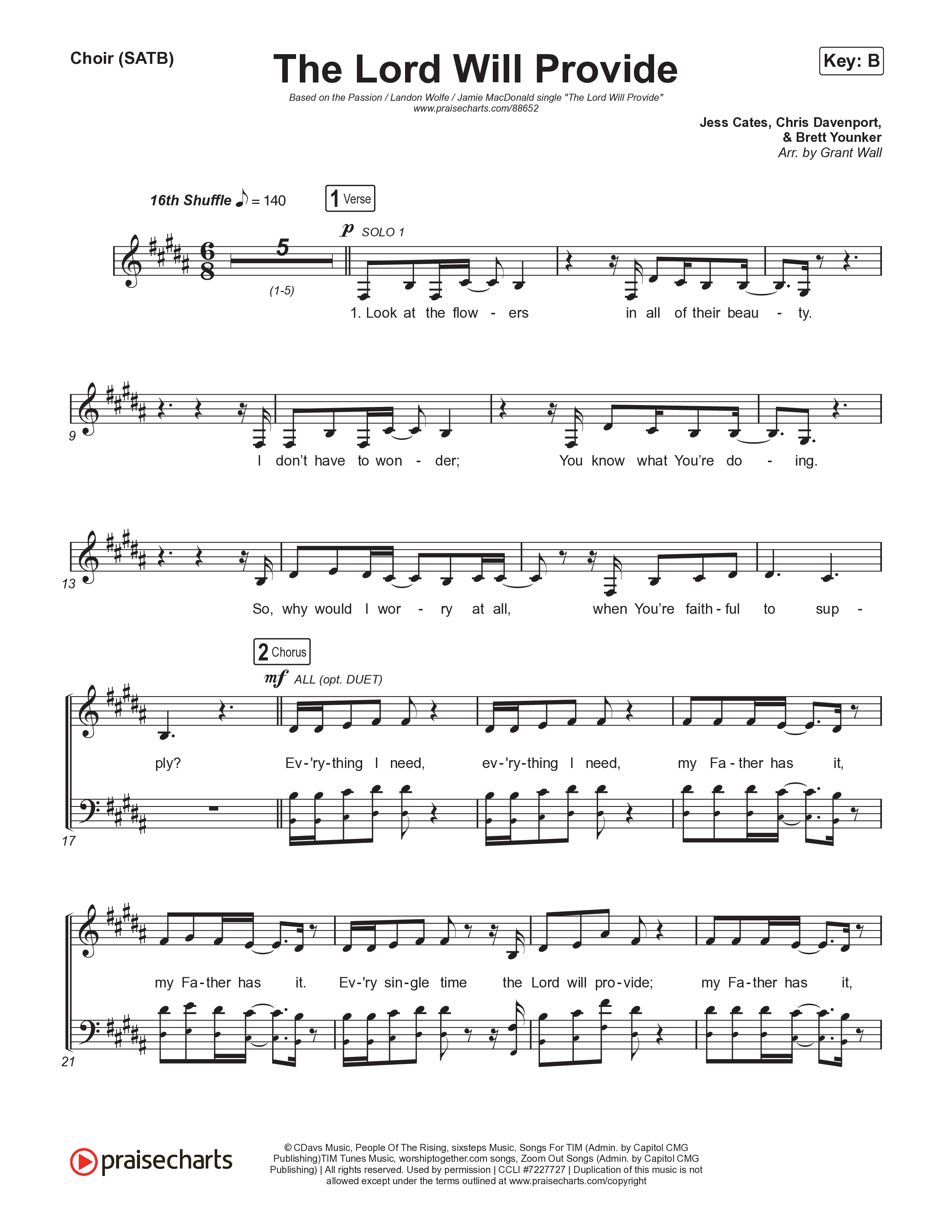 The Lord Will Provide Choir Sheet (SATB) (Passion / Jamie MacDonald / Landon Wolfe)
