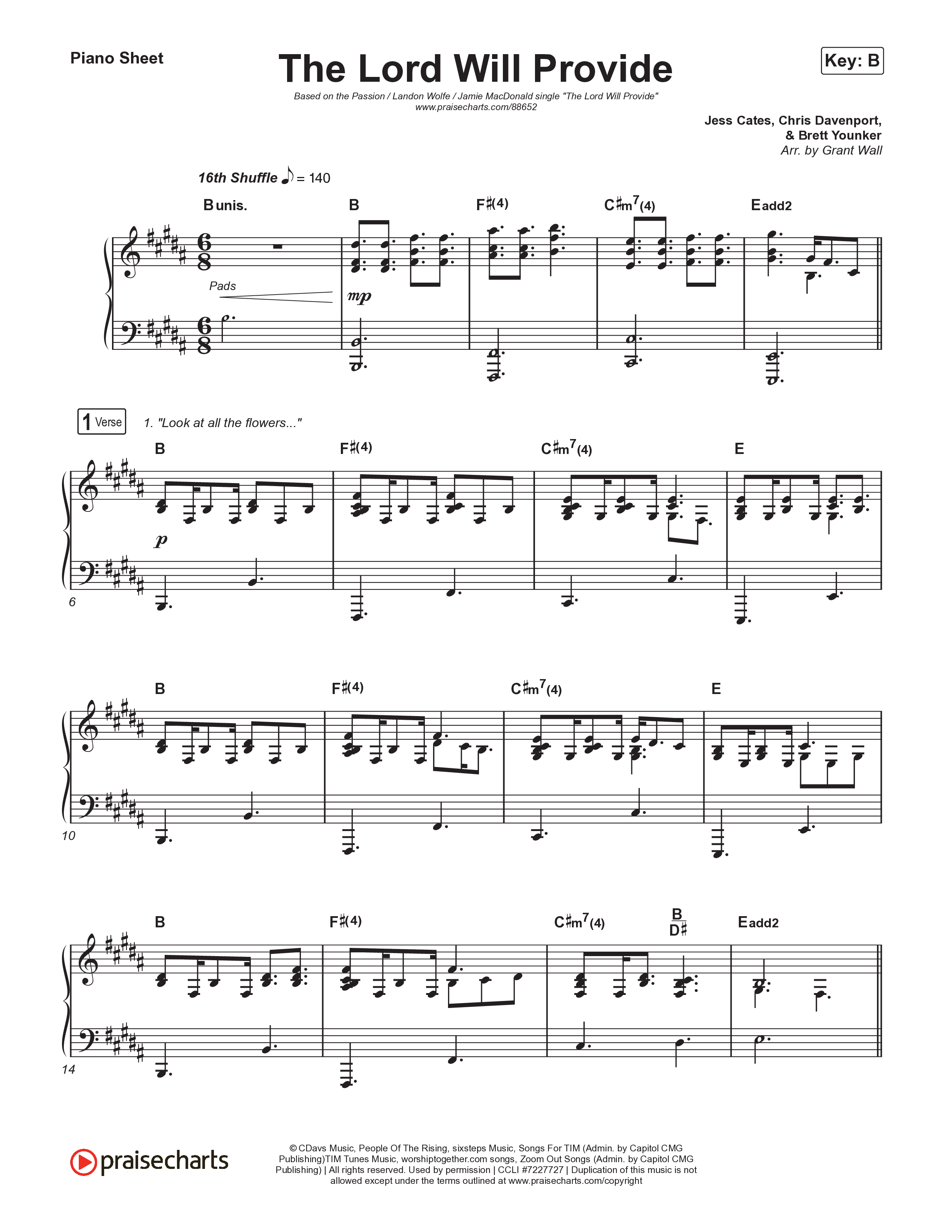 The Lord Will Provide Piano Sheet (Passion / Jamie MacDonald / Landon Wolfe)