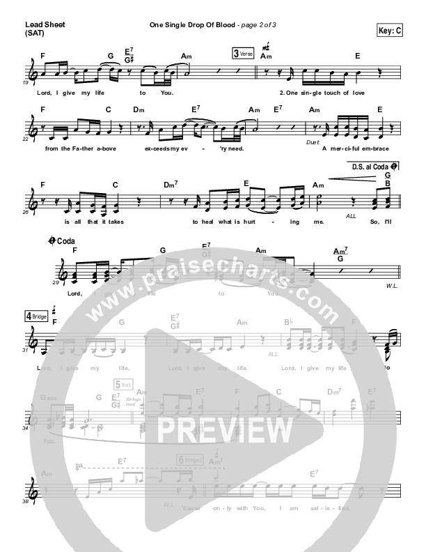 One Single Drop Lead Sheet (Gateway Worship)