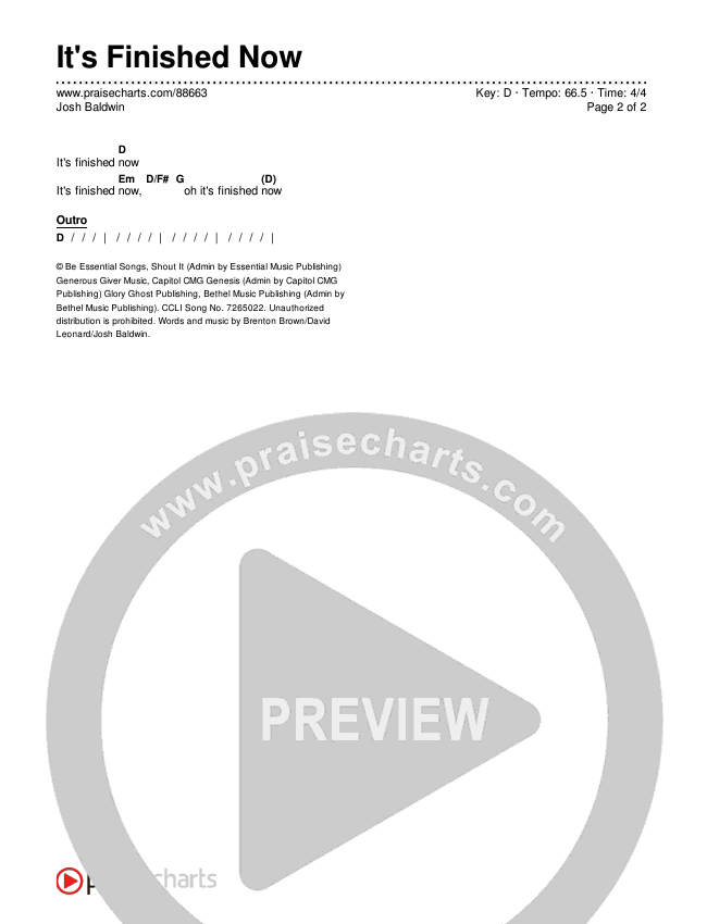 It's Finished Now Chords & Lyrics (Josh Baldwin)