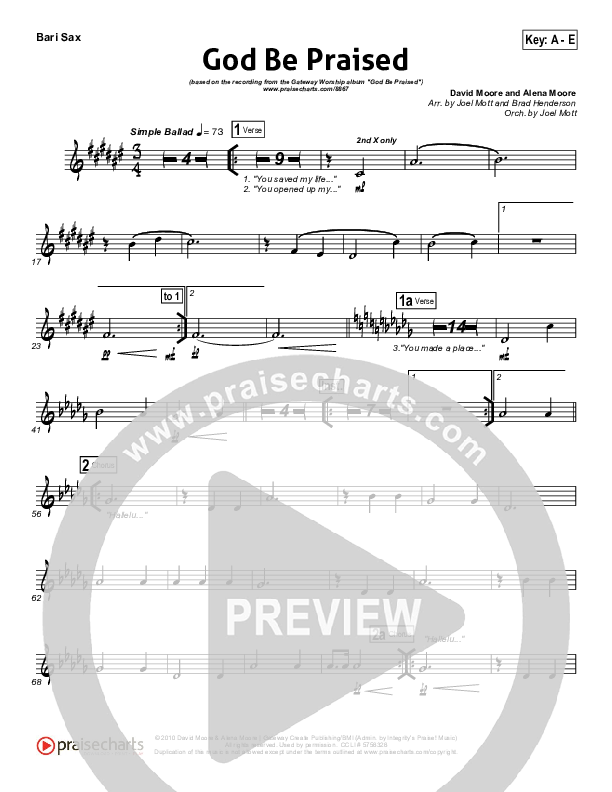 God Be Praised Bari Sax (Gateway Worship)