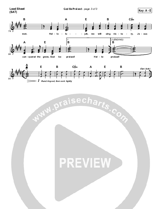 God Be Praised Lead Sheet (SAT) (Gateway Worship)