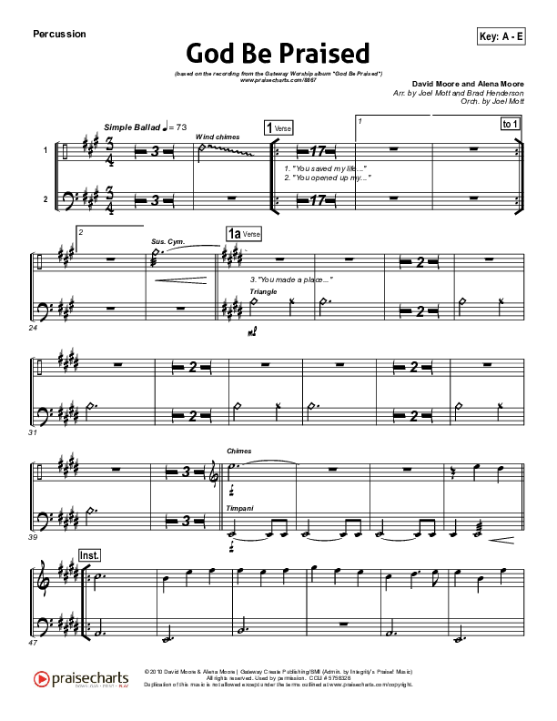 God Be Praised Percussion (Gateway Worship)