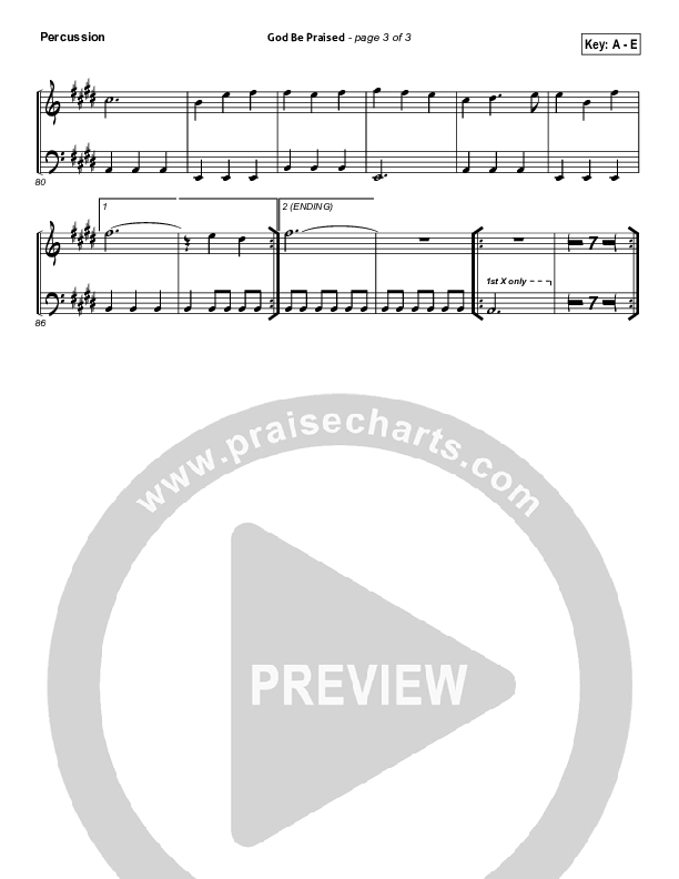 God Be Praised Percussion (Gateway Worship)