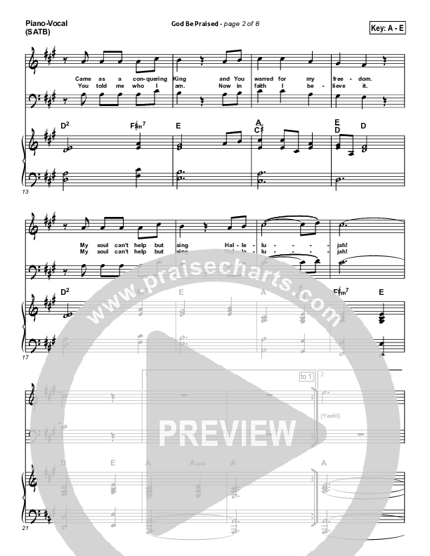God Be Praised Piano/Vocal (SATB) (Gateway Worship)