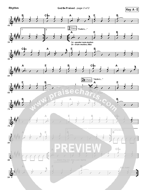 God Be Praised Rhythm Chart (Gateway Worship)