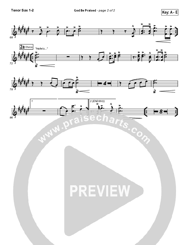 God Be Praised Tenor Sax 1/2 (Gateway Worship)
