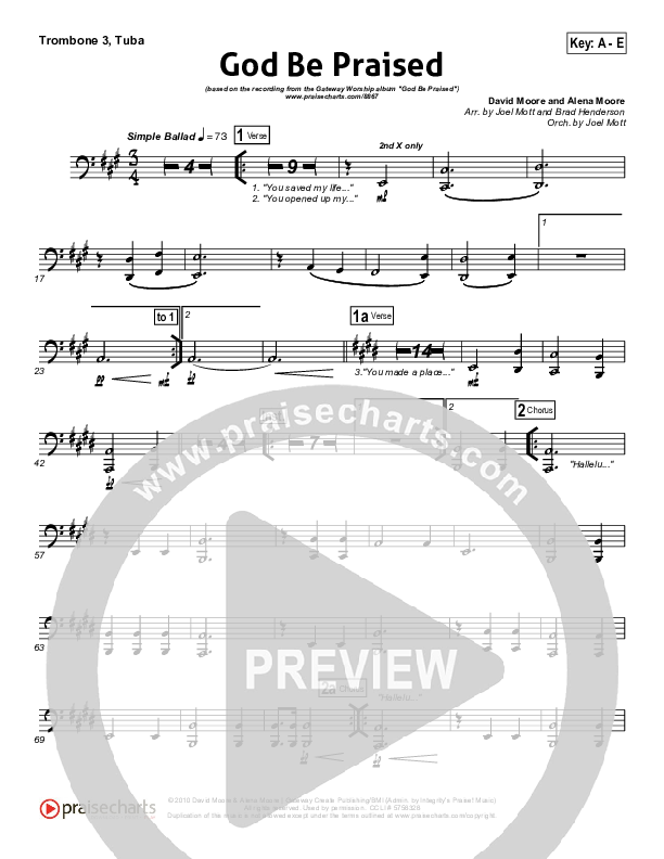 God Be Praised Trombone 3/Tuba (Gateway Worship)