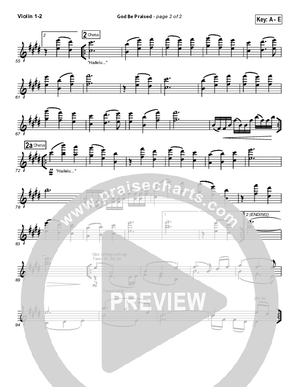 God Be Praised Violin 1/2 (Gateway Worship)