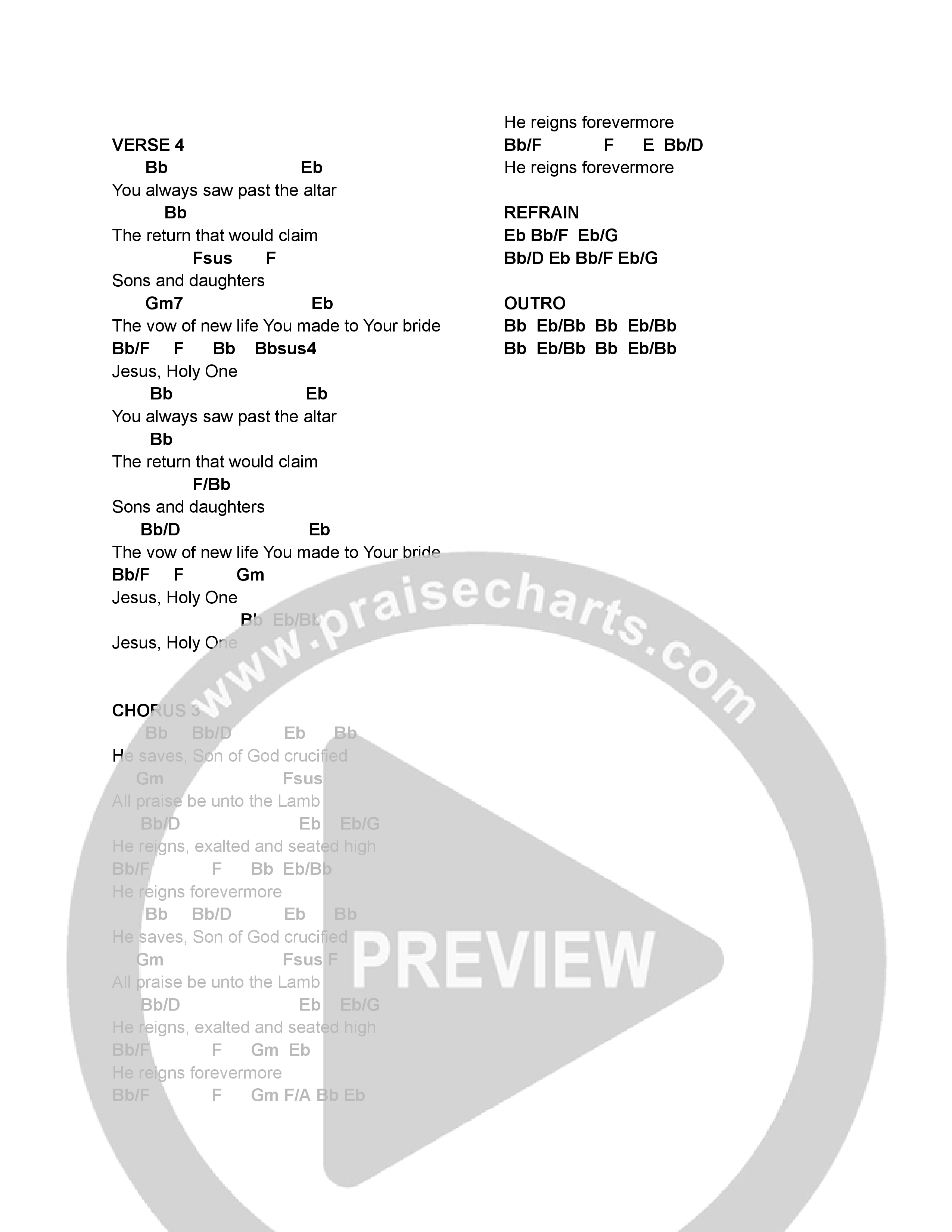 He Reigns Forevermore Chord Chart (CBC Worship)