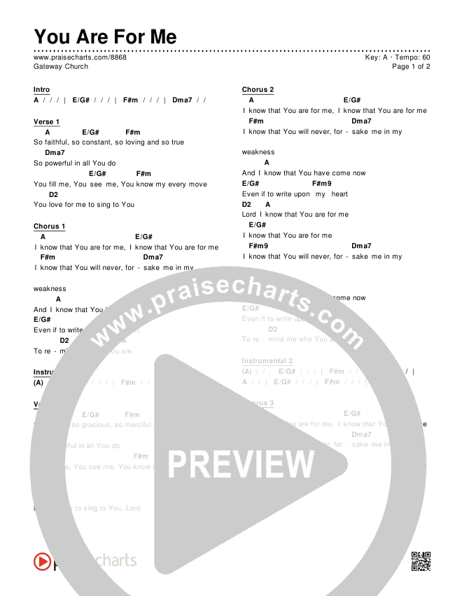 You Are For Me Chords & Lyrics (Gateway Worship)