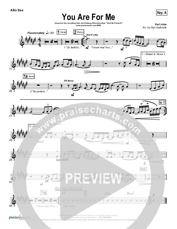 You Are For Me Alto Sax (Gateway Worship)