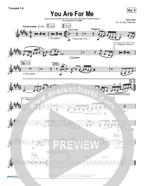 You Are For Me Trumpet 1,2 (Gateway Worship)