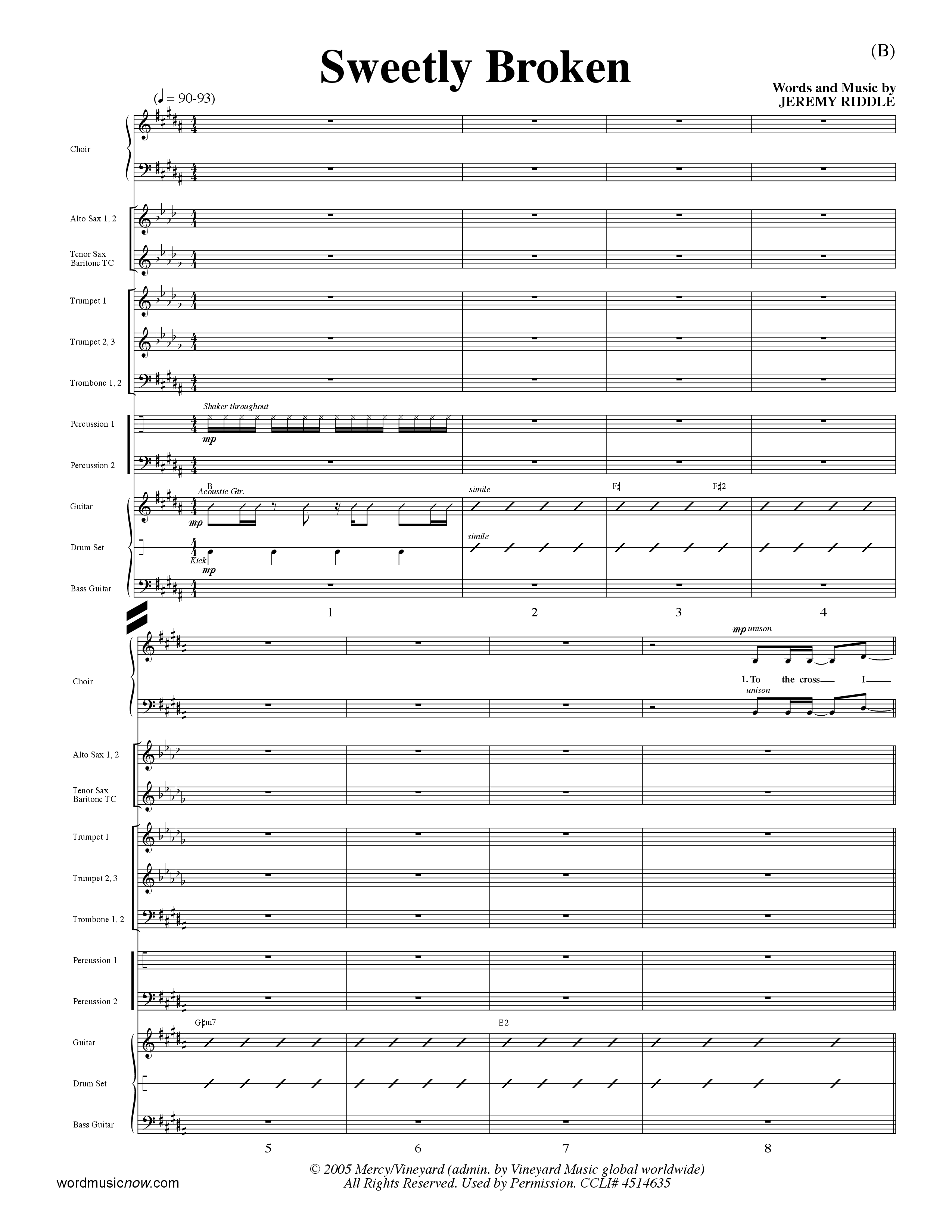 Sweetly Broken (Choral Anthem SATB) Conductor's Score (Word Music Choral / Arr. Jeremy Riddle)