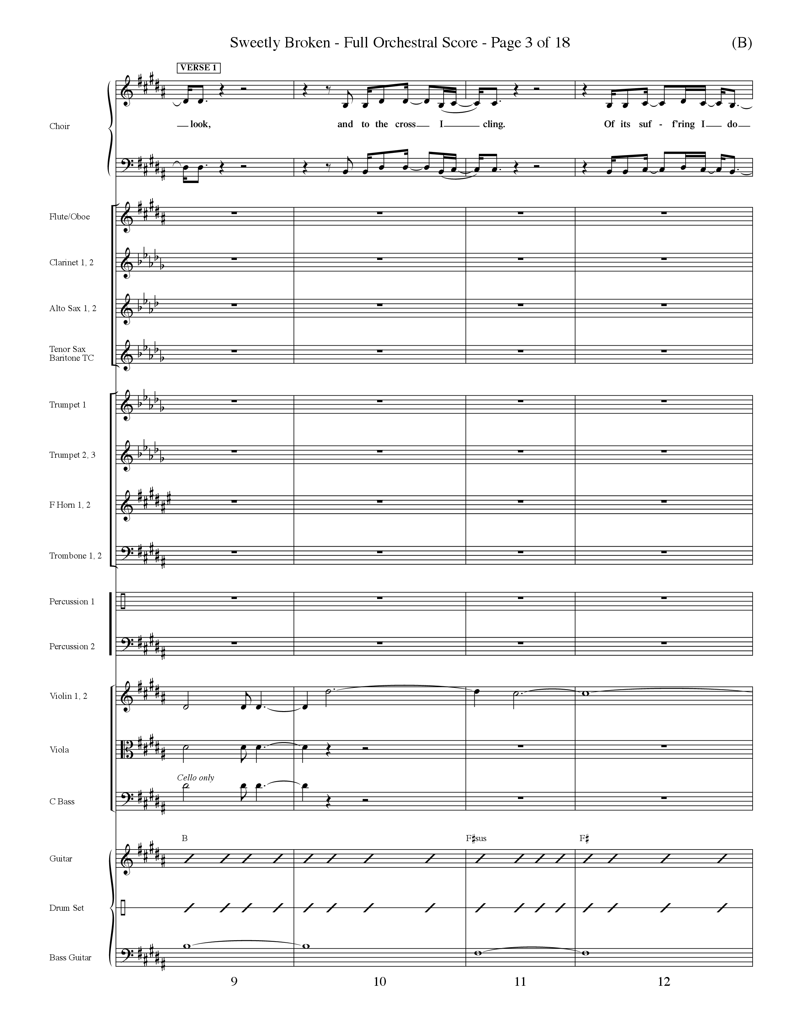 Sweetly Broken (Choral Anthem SATB) Orchestration (Word Music Choral / Arr. Jeremy Riddle)