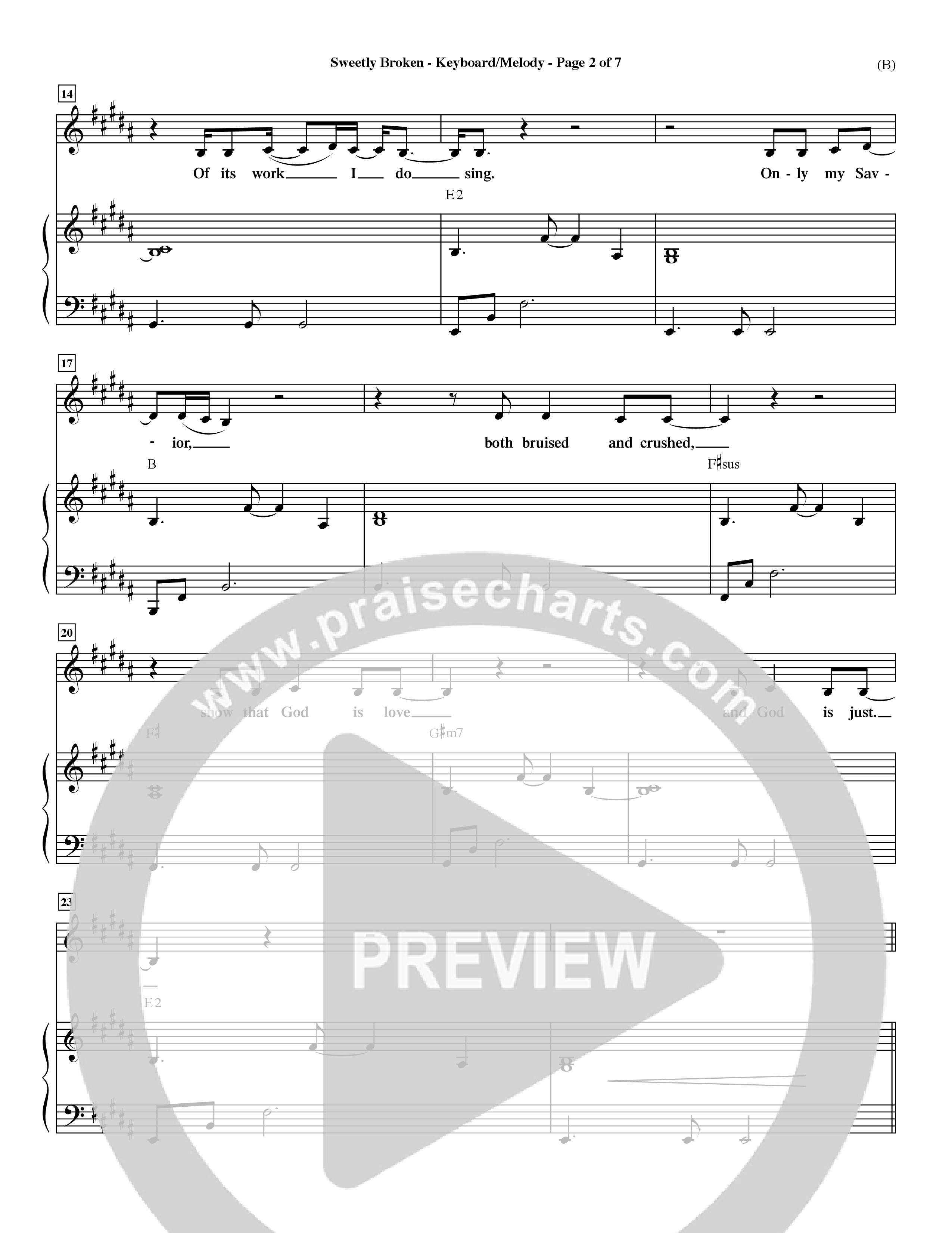 Sweetly Broken (Choral Anthem SATB) Piano/Vocal (Melody) (Word Music Choral / Arr. Jeremy Riddle)