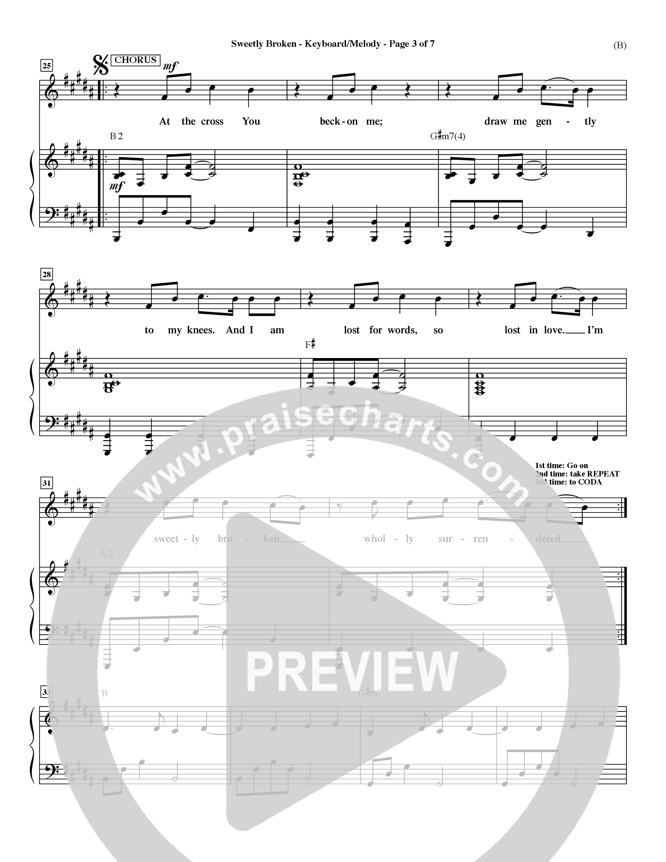 Sweetly Broken (Choral Anthem SATB) Piano/Vocal (Melody) (Word Music Choral / Arr. Jeremy Riddle)