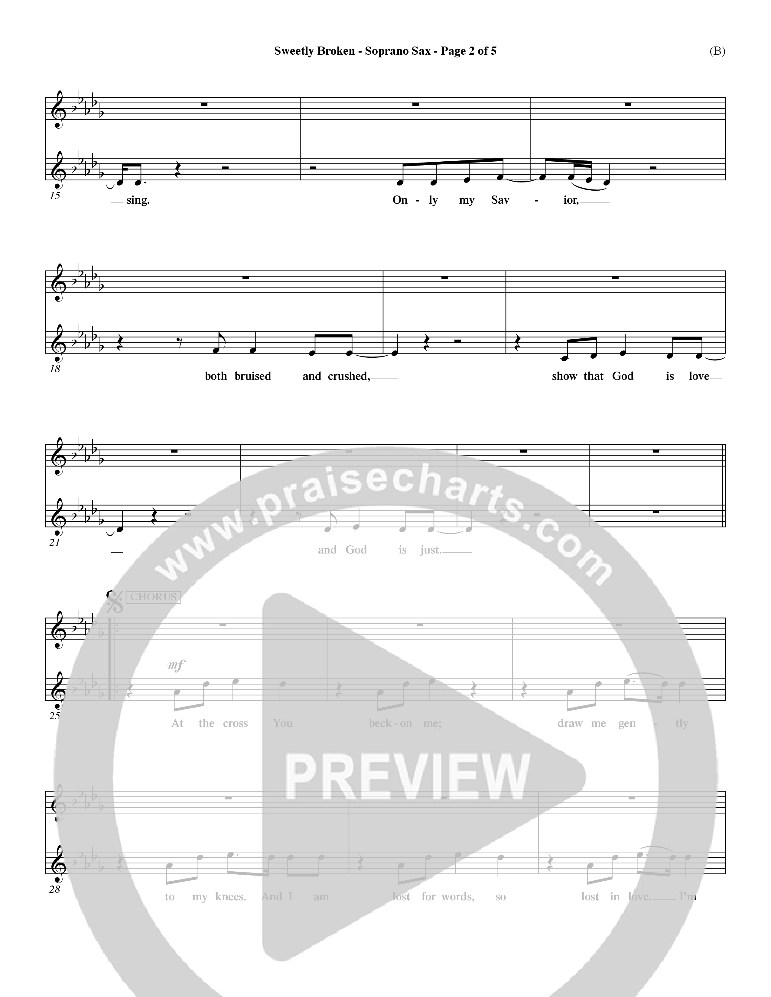 Sweetly Broken (Choral Anthem SATB) Saxophone (Word Music Choral / Arr. Jeremy Riddle)