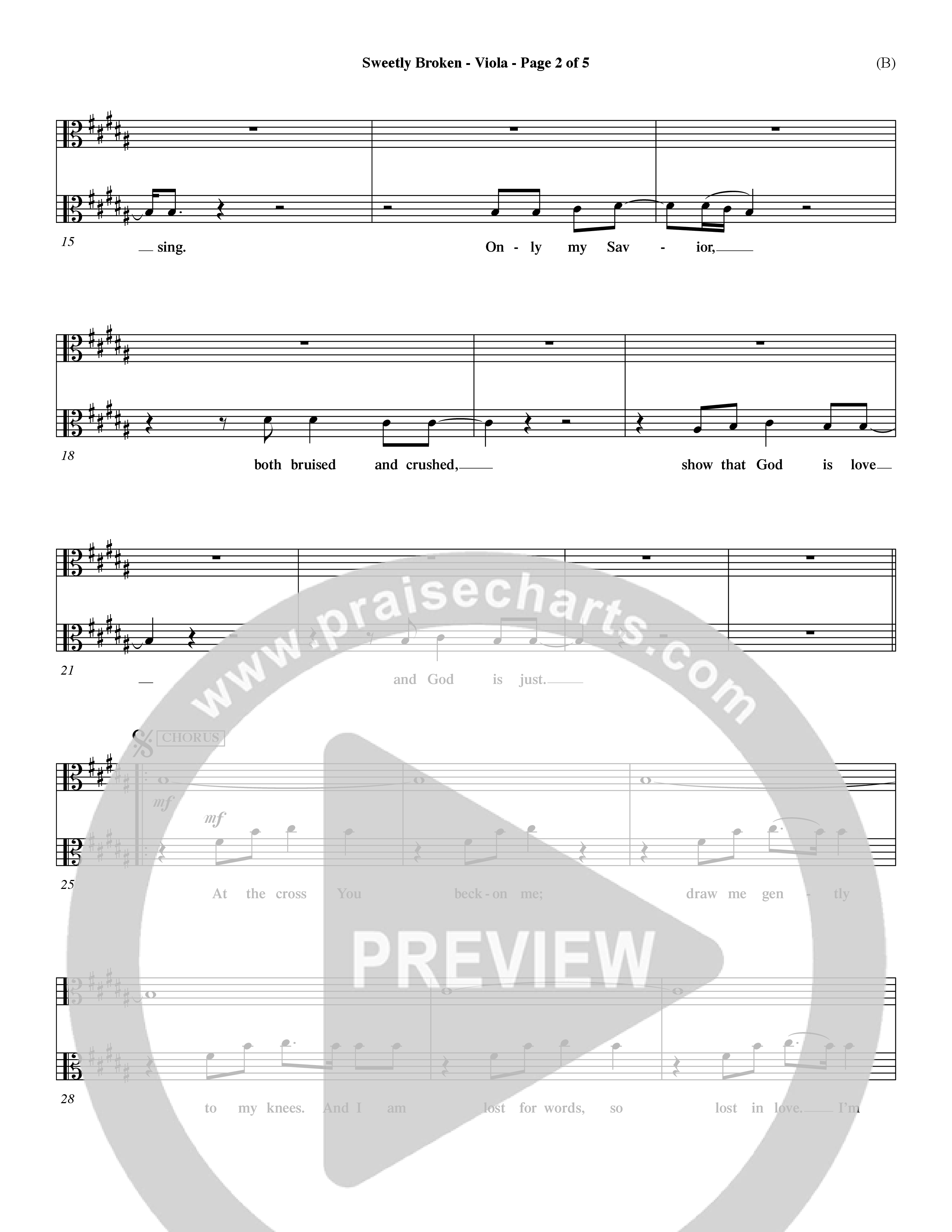 Sweetly Broken (Choral Anthem SATB) Viola (Word Music Choral / Arr. Jeremy Riddle)