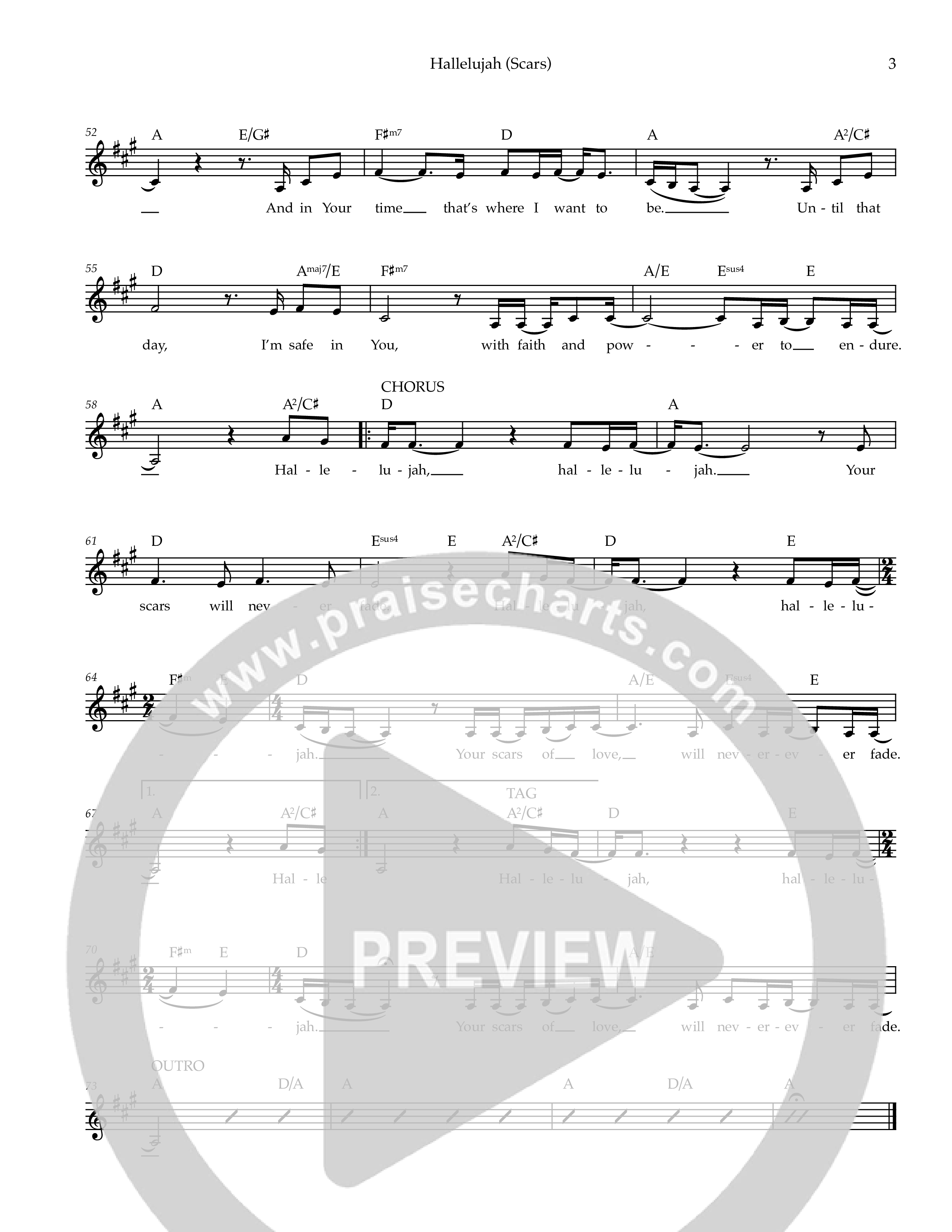 Hallelujah (Scars) Lead Sheet Melody (Ezra Worship Initiative)