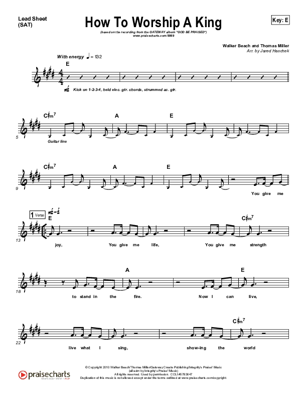 How To Worship A King Lead Sheet (Gateway Worship)