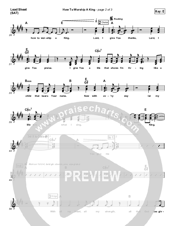How To Worship A King Lead Sheet (Gateway Worship)