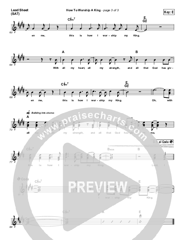 How To Worship A King Lead Sheet (Gateway Worship)