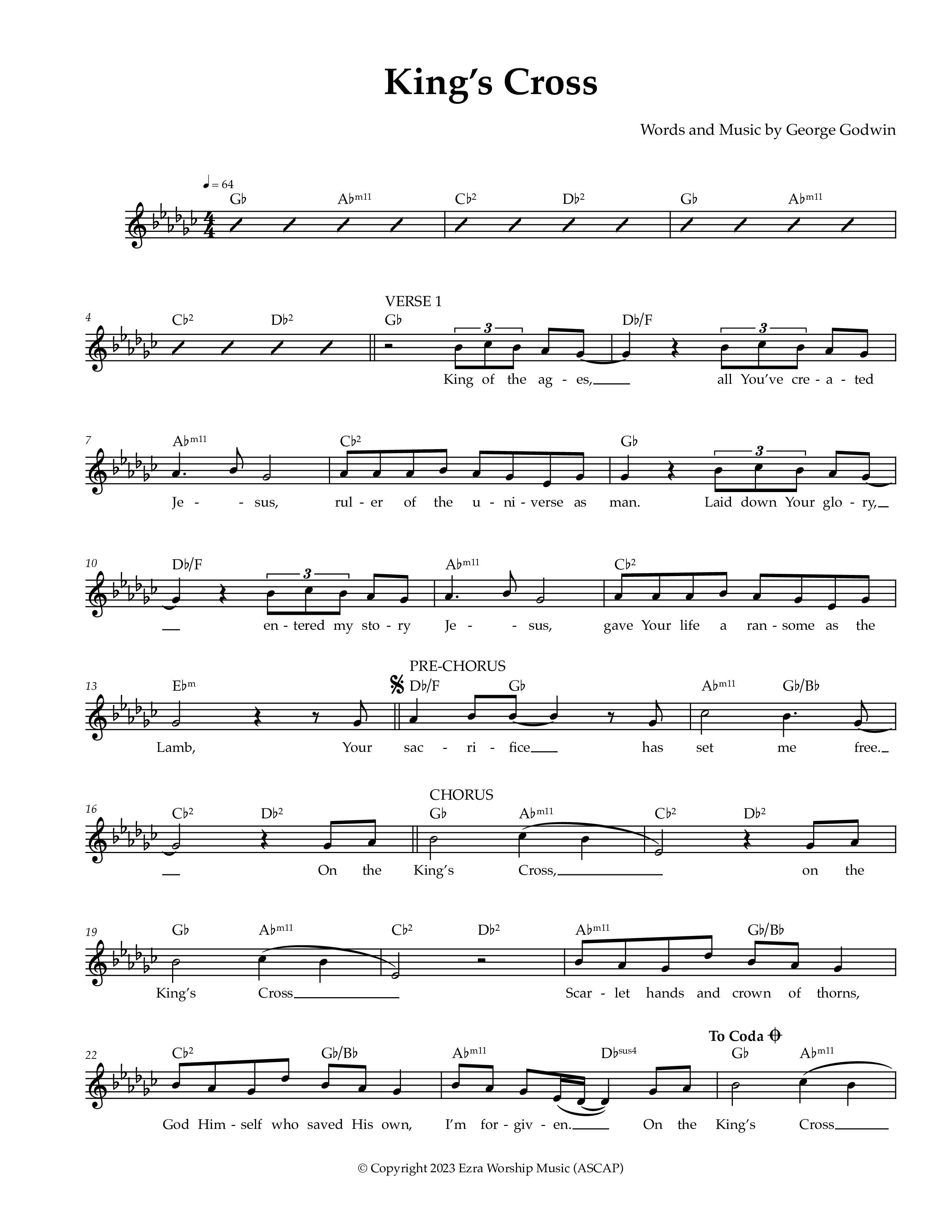 King’s Cross Lead Sheet Melody (Ezra Worship Initiative)