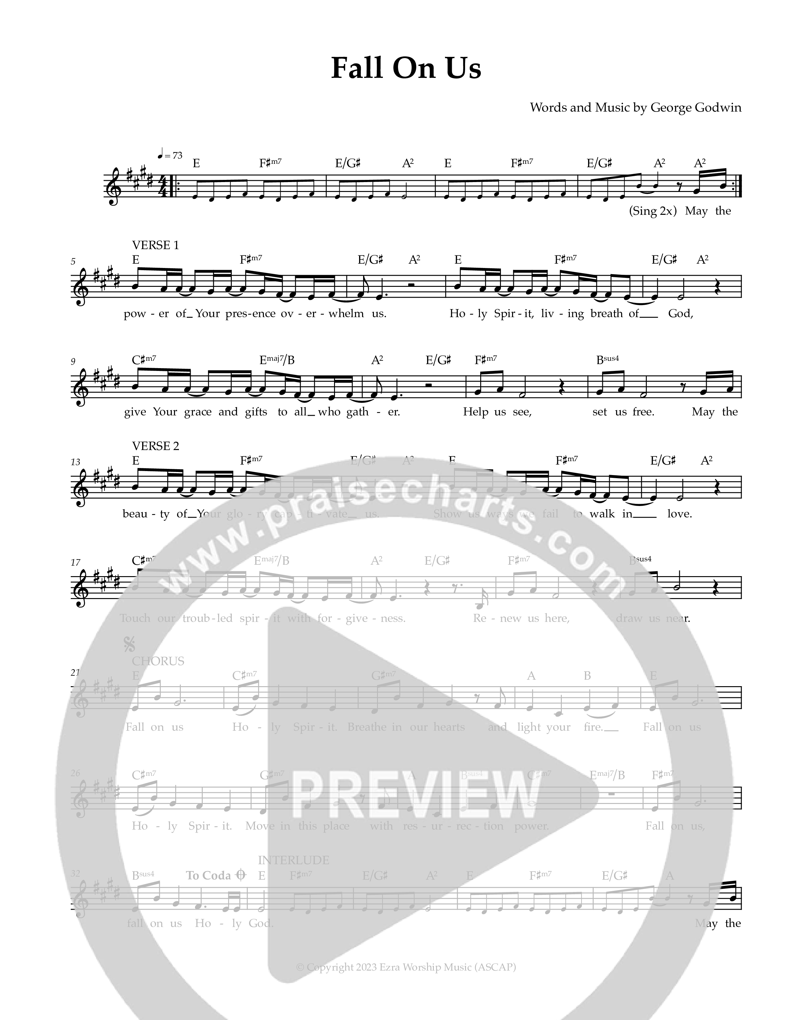Fall On Us Lead Sheet Melody (Ezra Worship Initiative)