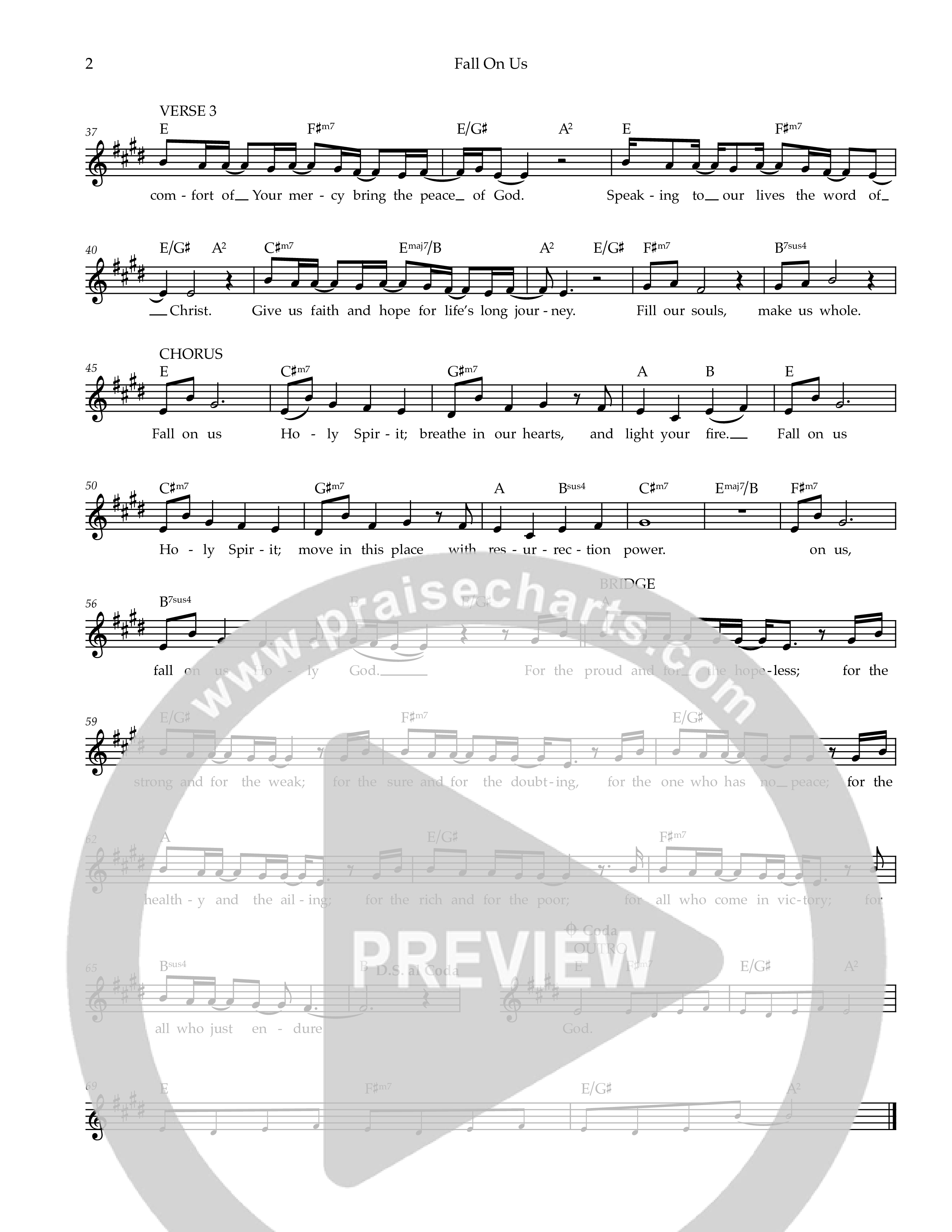 Fall On Us Lead Sheet Melody (Ezra Worship Initiative)