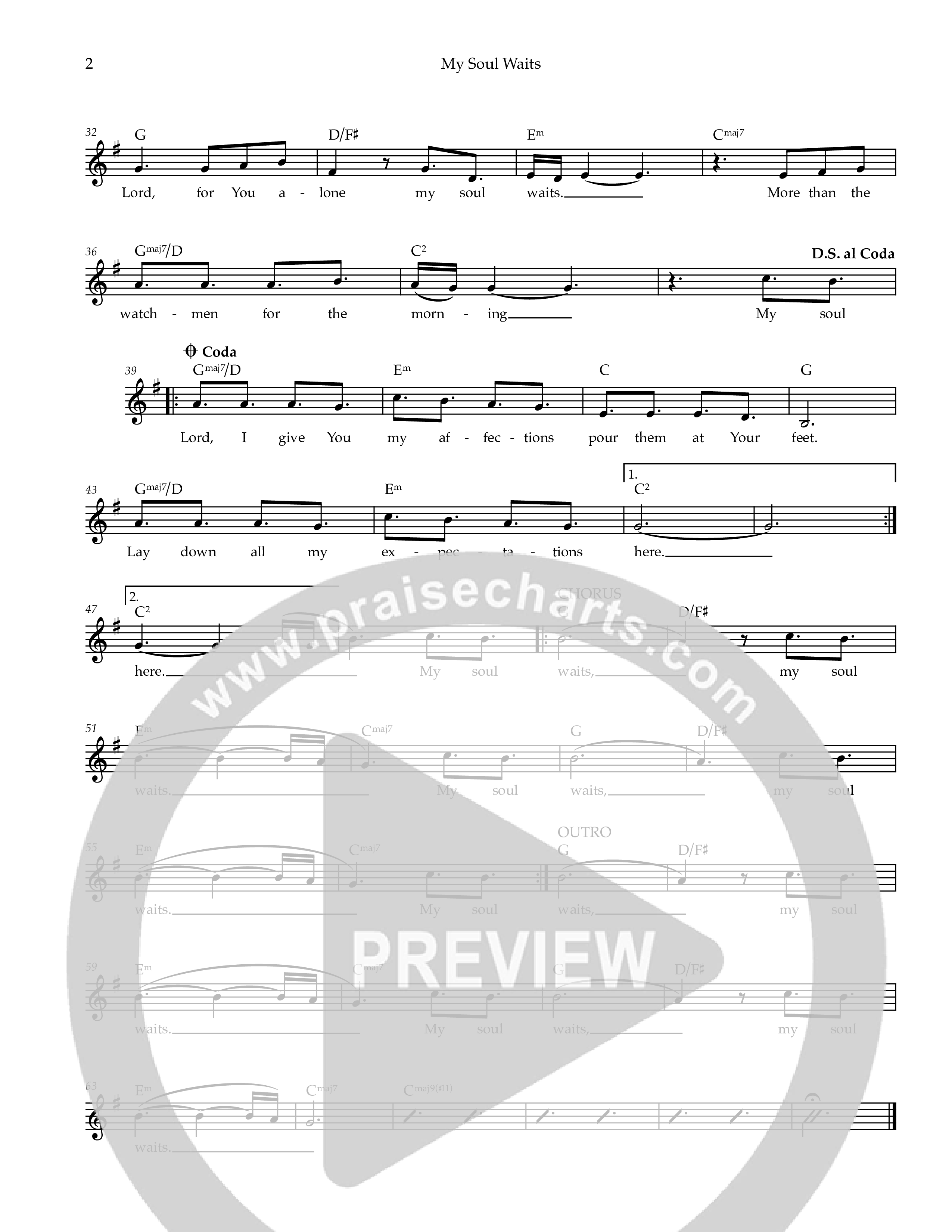 My Soul Waits Lead Sheet Melody (Ezra Worship Initiative)