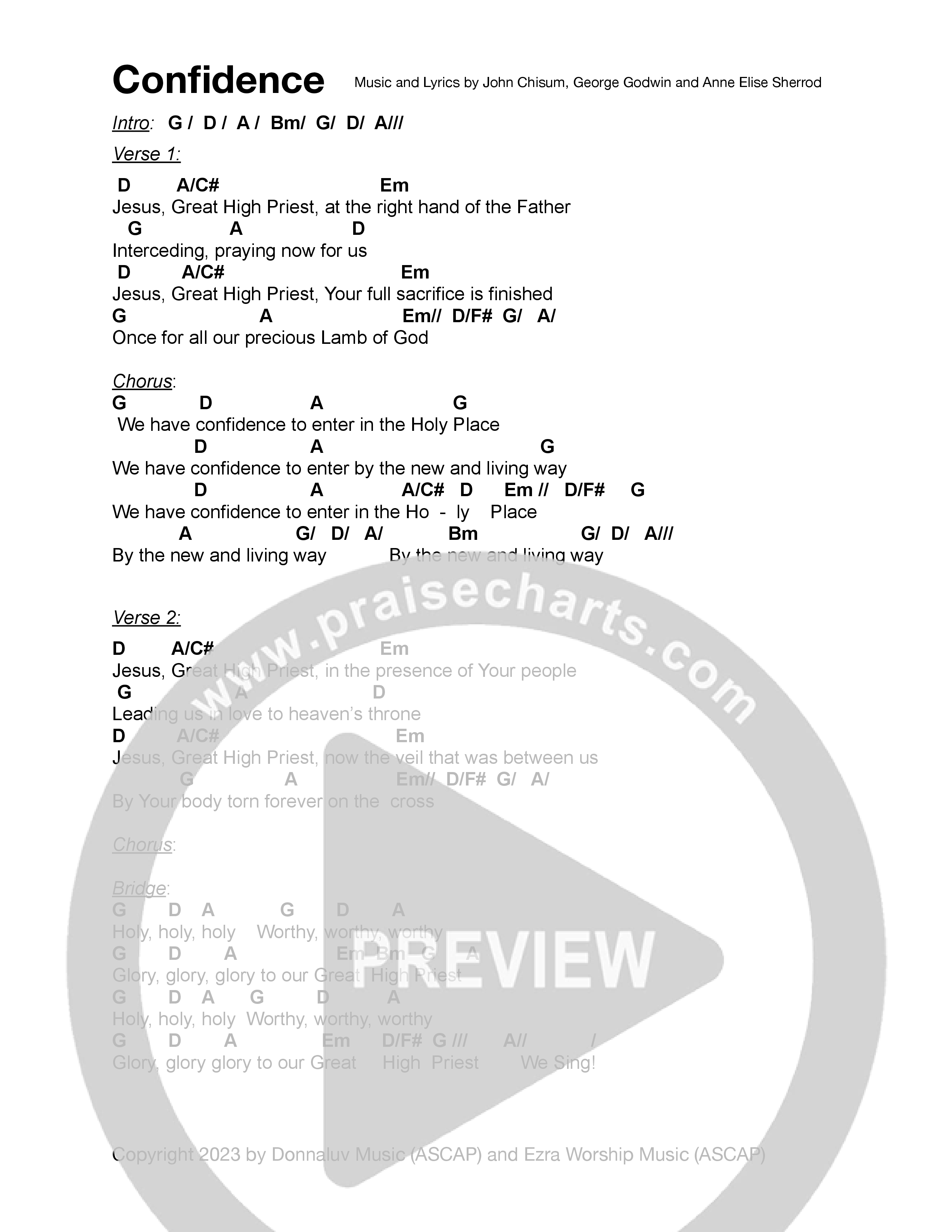 Confidence Chord Chart (Ezra Worship Initiative)
