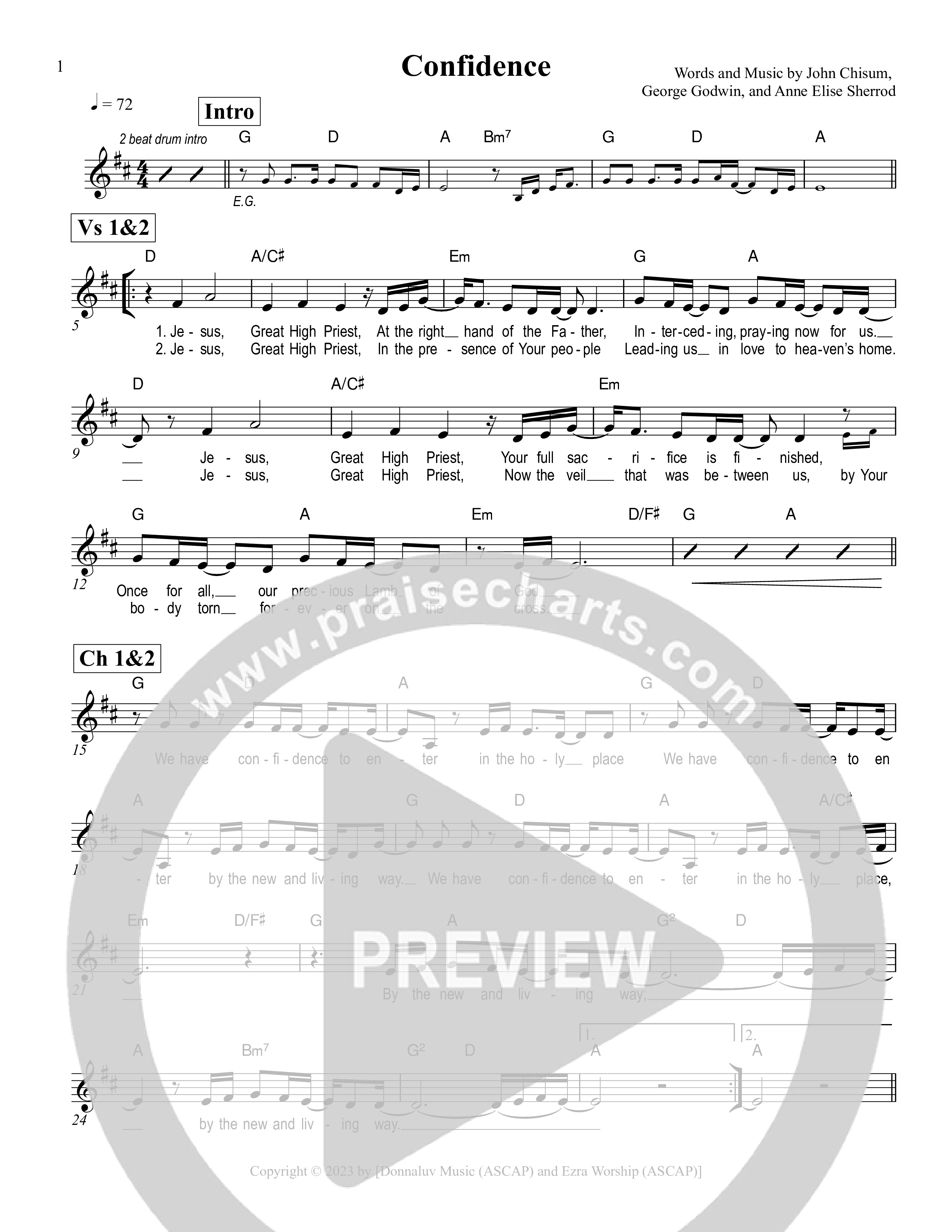 Confidence Lead Sheet Melody (Ezra Worship Initiative)