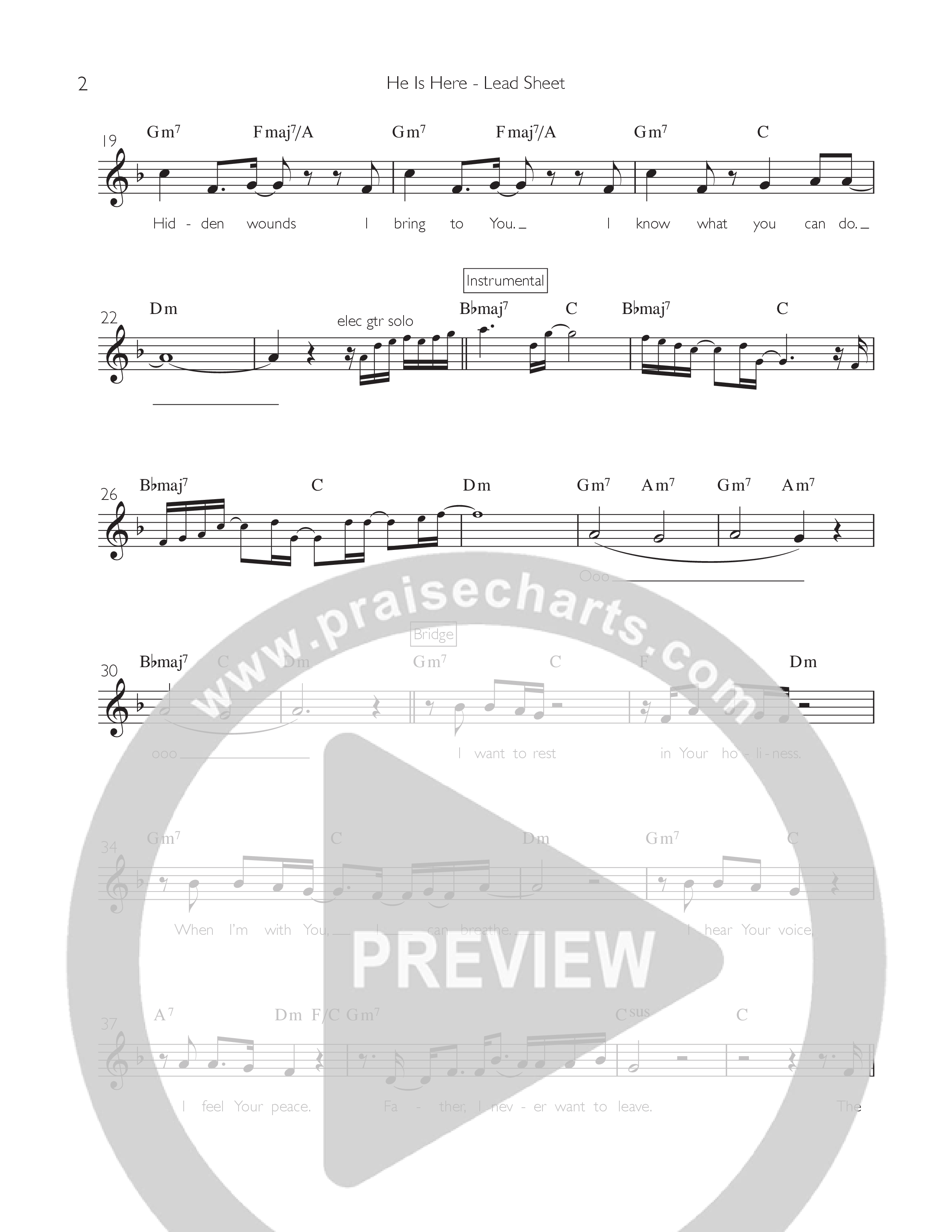 He Is Here Lead Sheet (SAT) (Celebration Creative)