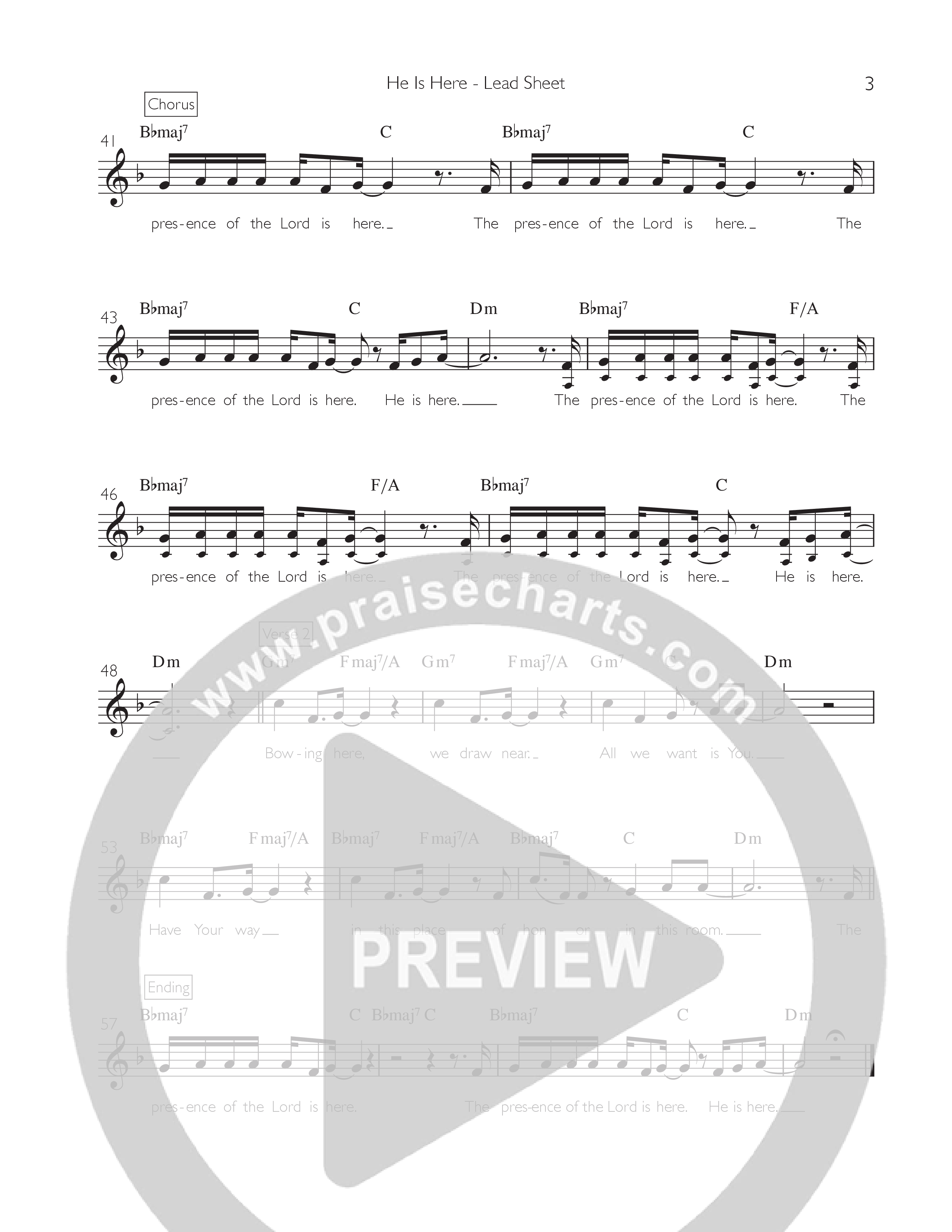 He Is Here Lead Sheet (SAT) (Celebration Creative)