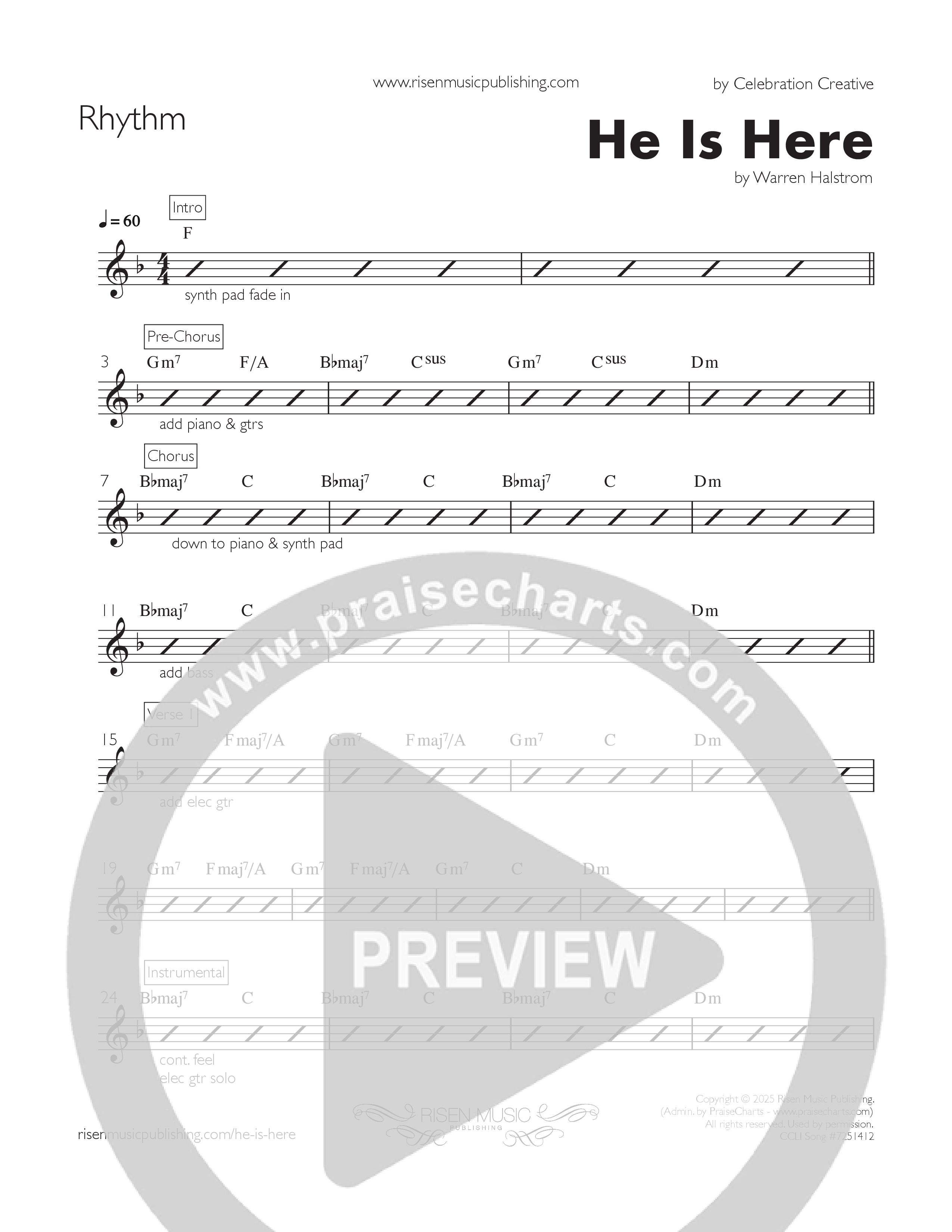He Is Here Rhythm Chart (Celebration Creative)