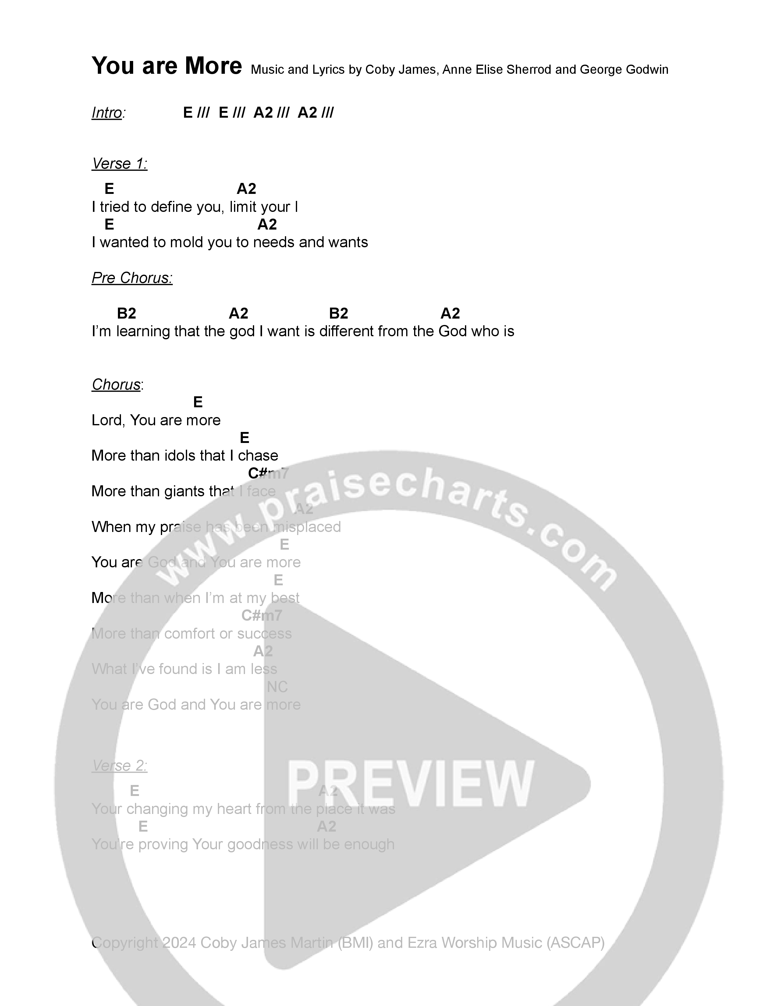 You Are More Chord Chart (Ezra Worship Initiative)