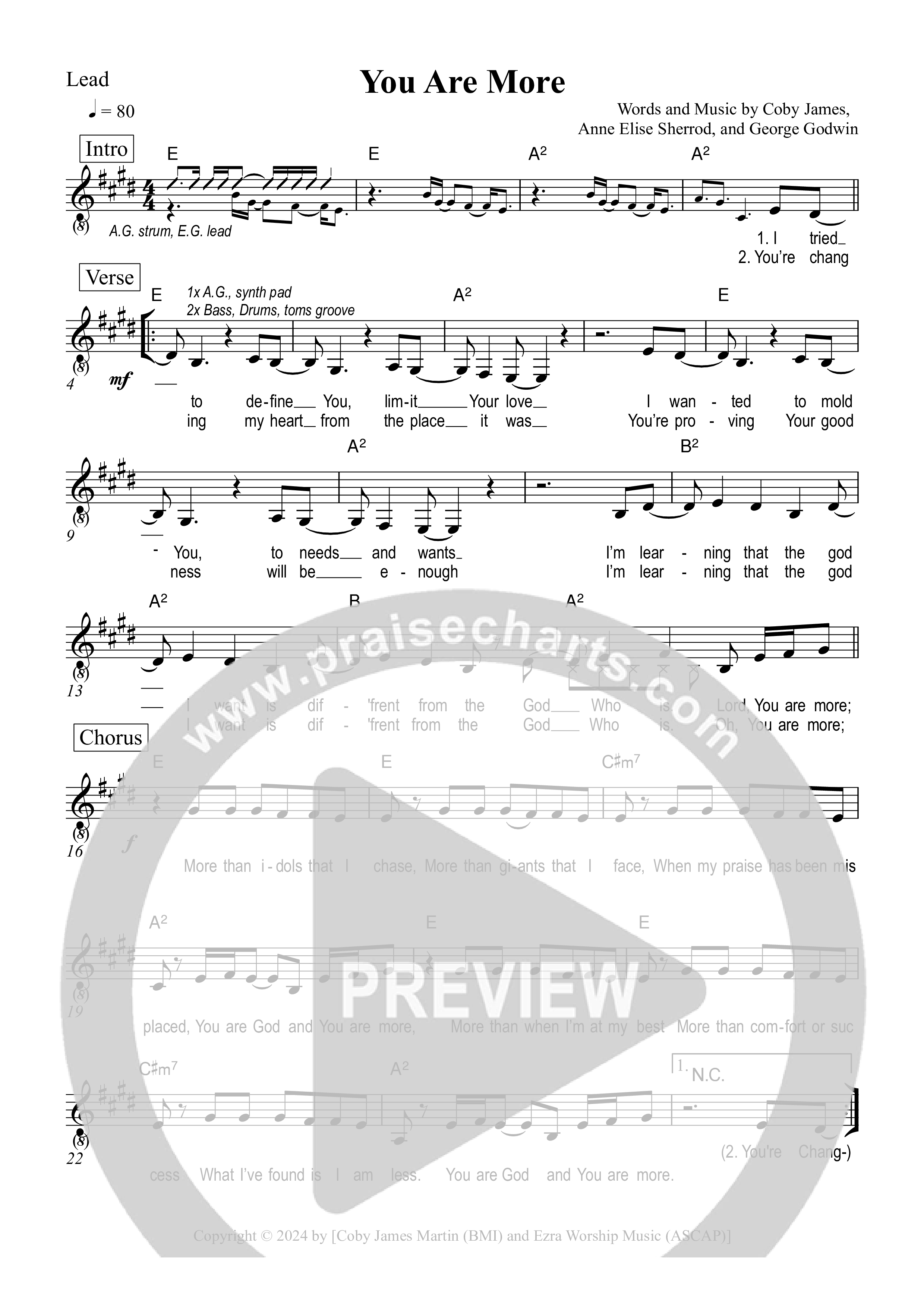 You Are More Lead Sheet Melody (Ezra Worship Initiative)