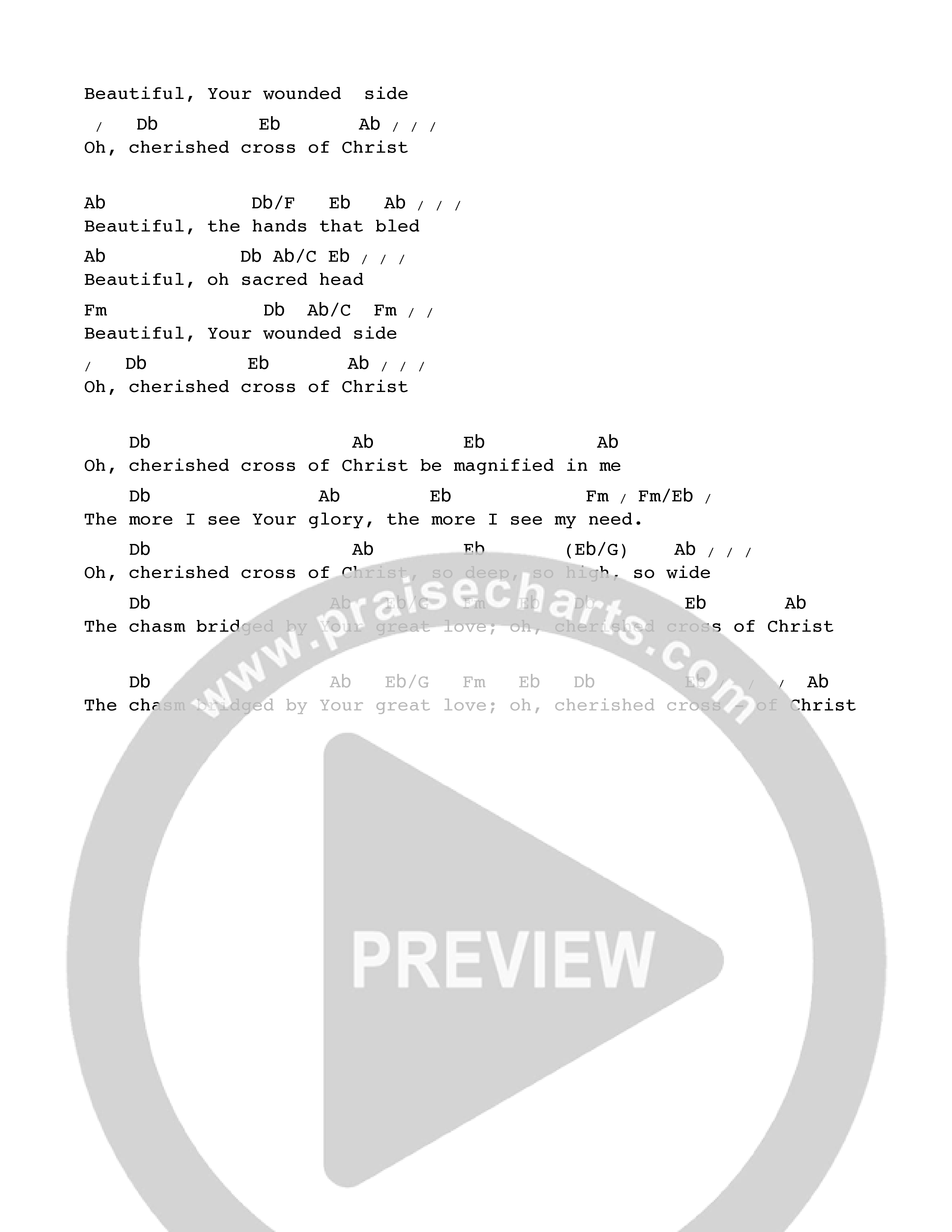 Cherished Cross Of Christ Chord Chart (Ezra Worship Initiative)