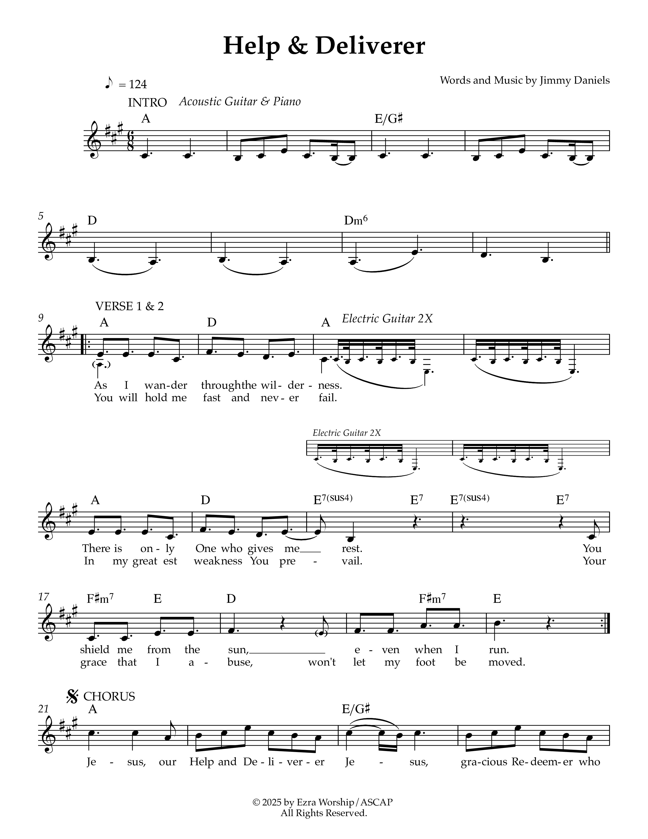 Help And Deliverer Lead Sheet Melody (Ezra Worship Initiative)