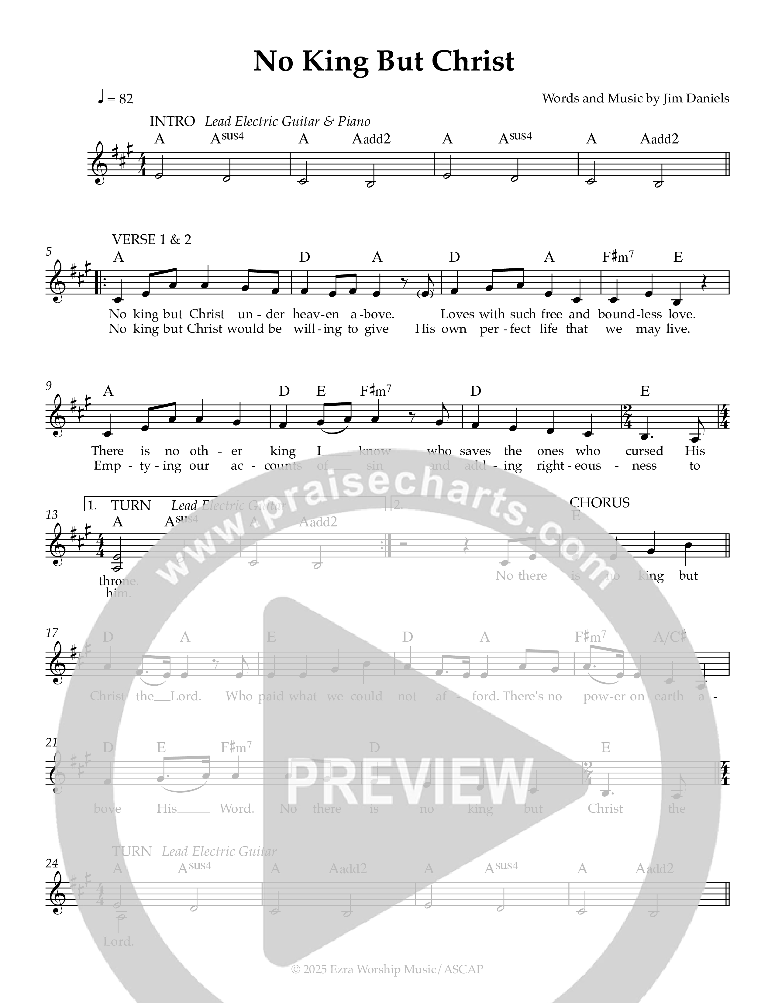 No King But Christ Lead Sheet Melody (Ezra Worship Initiative)
