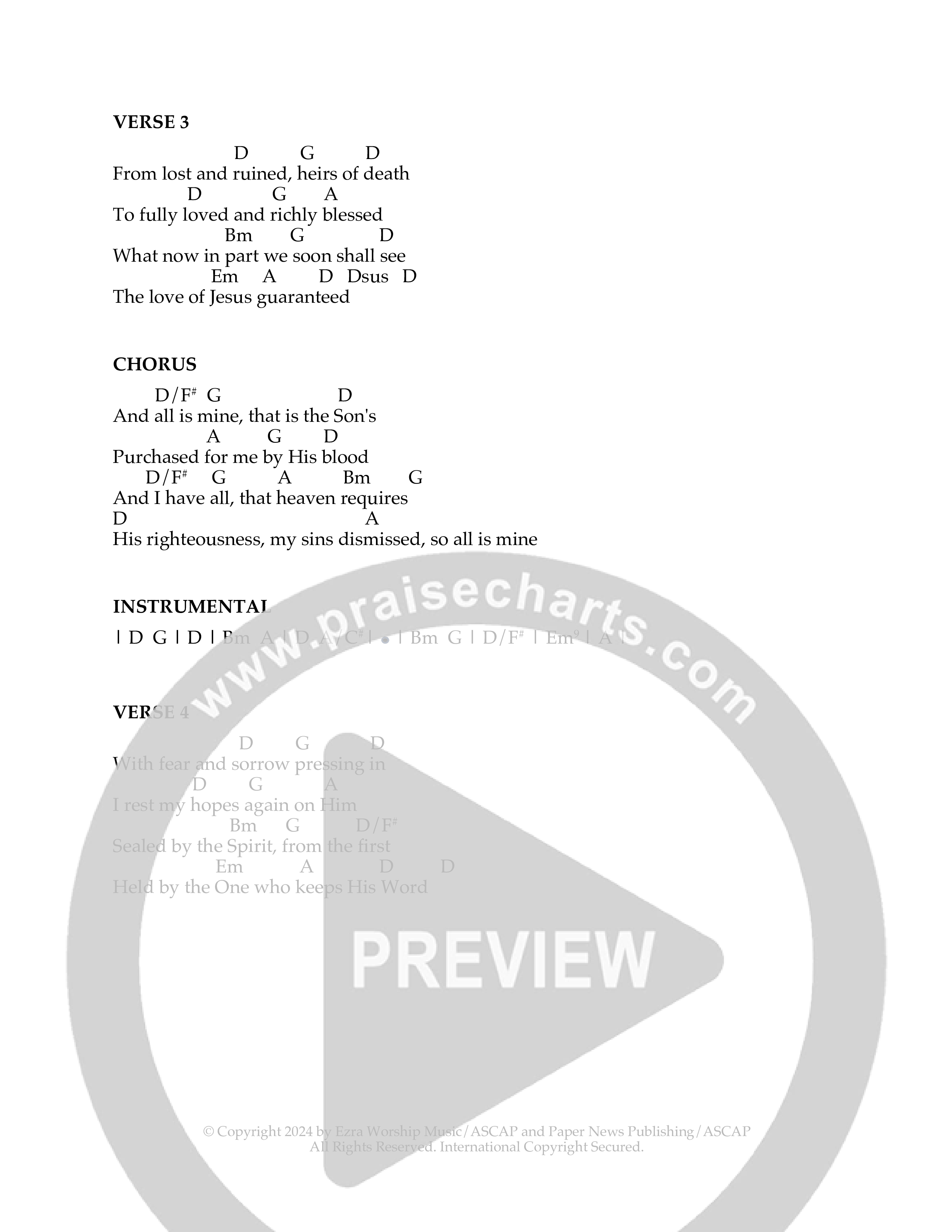 All Is Mine Chord Chart (Ezra Worship Initiative)