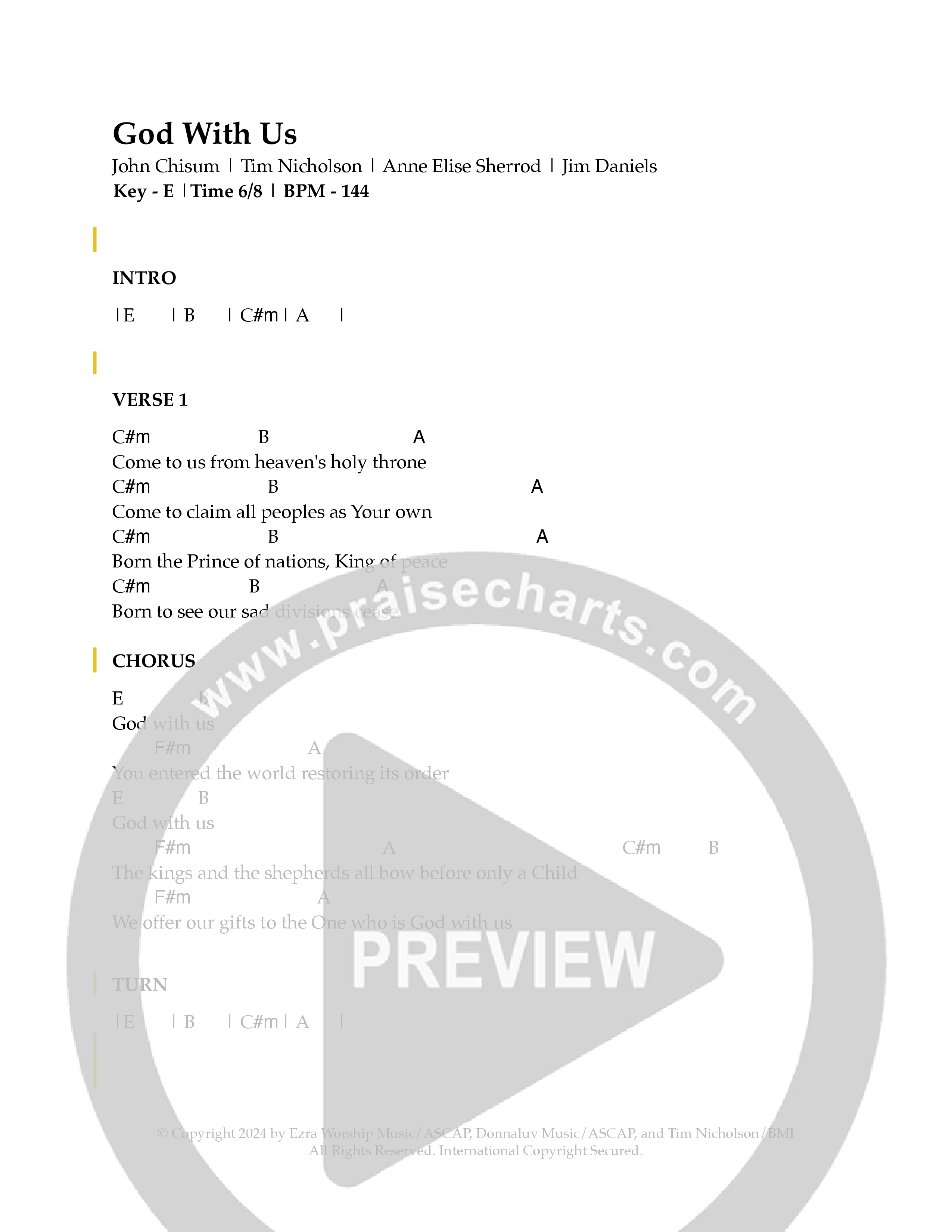 God With Us Chord Chart (Ezra Worship Initiative)