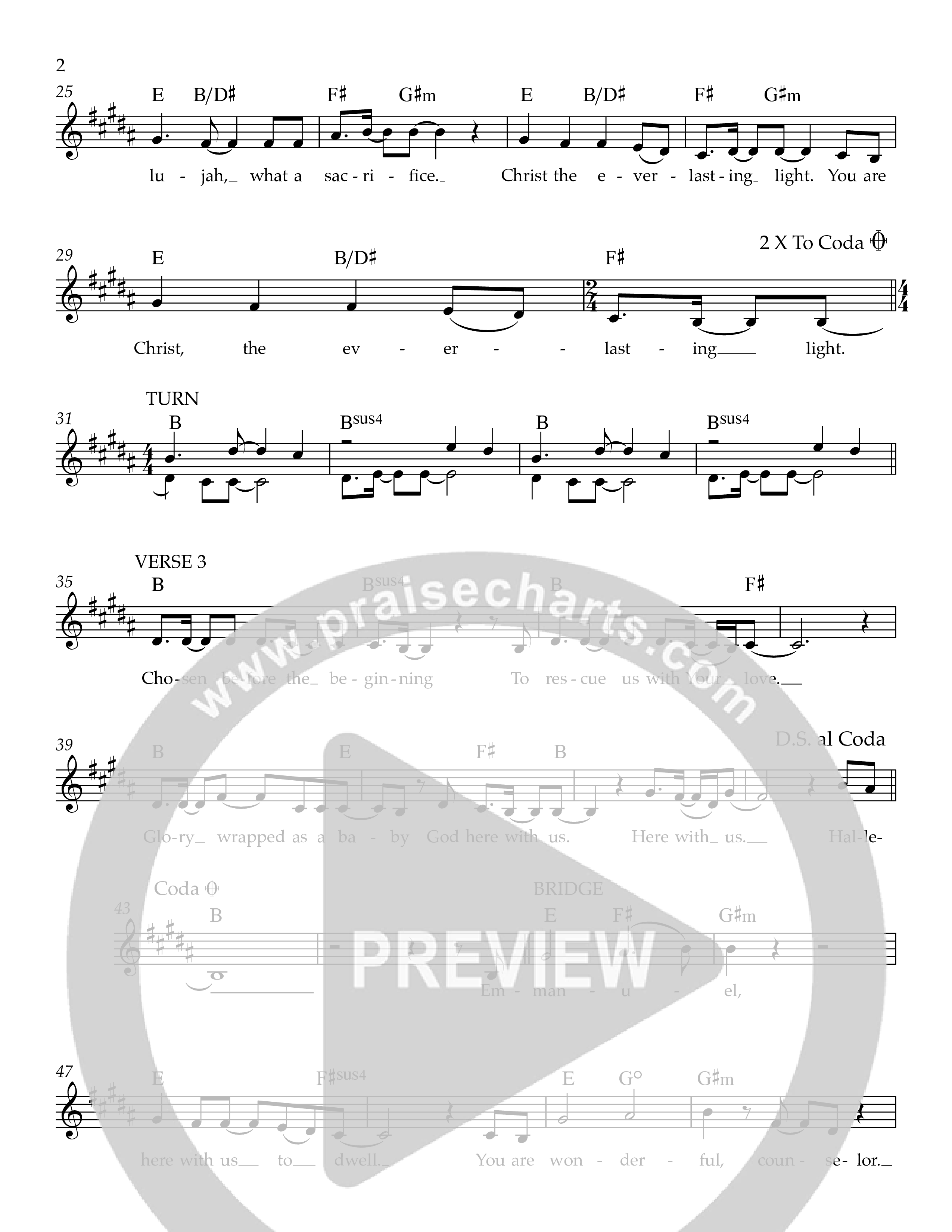 Everlasting Light Lead Sheet Melody (Ezra Worship Initiative)