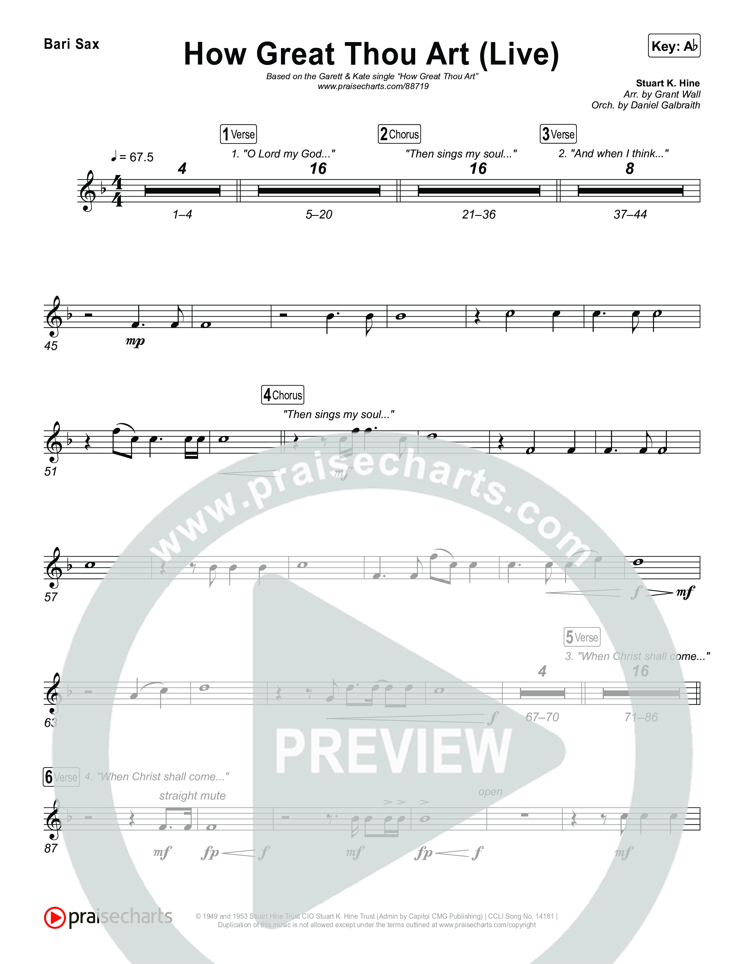 How Great Thou Art (Live) Bari Sax (Bethel Music / Garett & Kate)