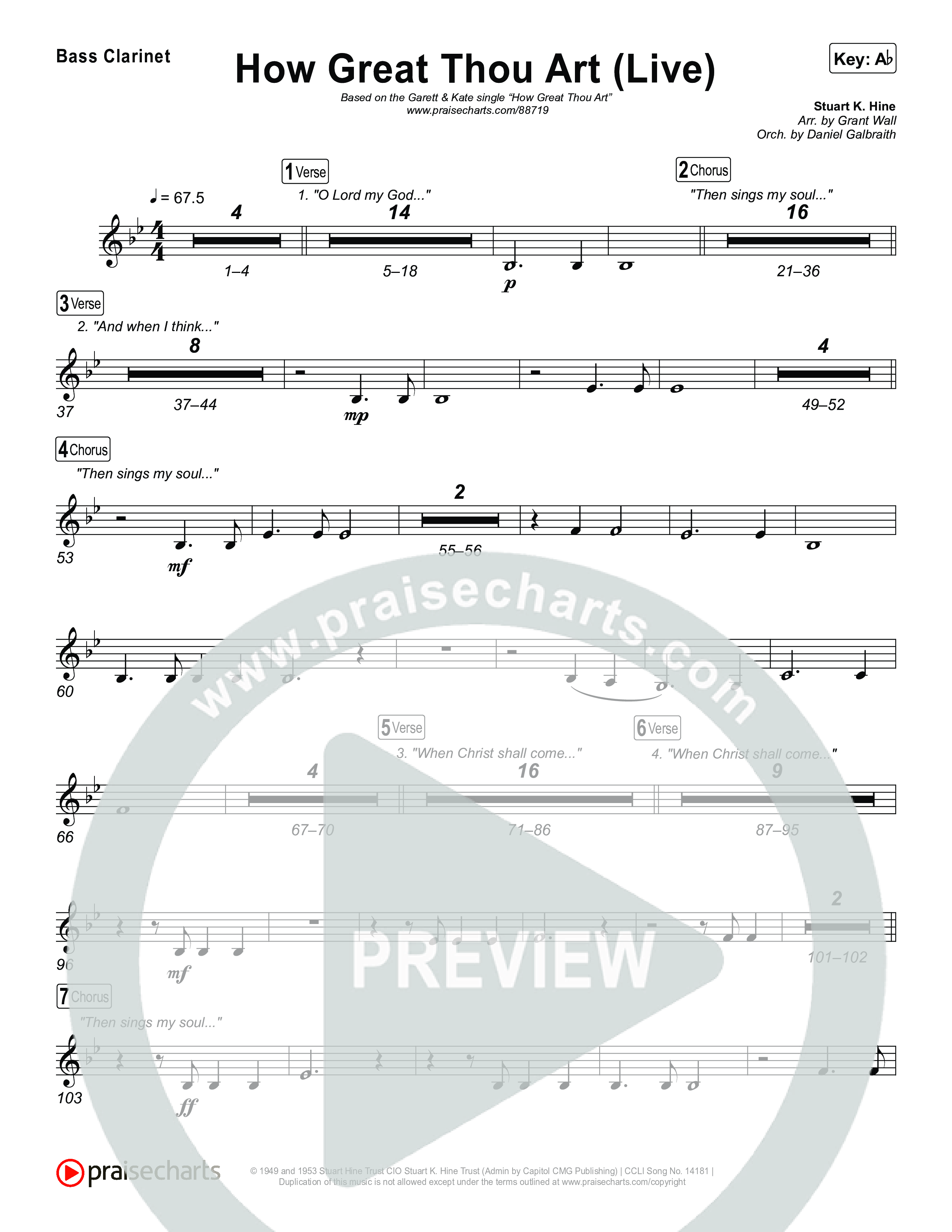 How Great Thou Art (Live) Bass Clarinet (Bethel Music / Garett & Kate)