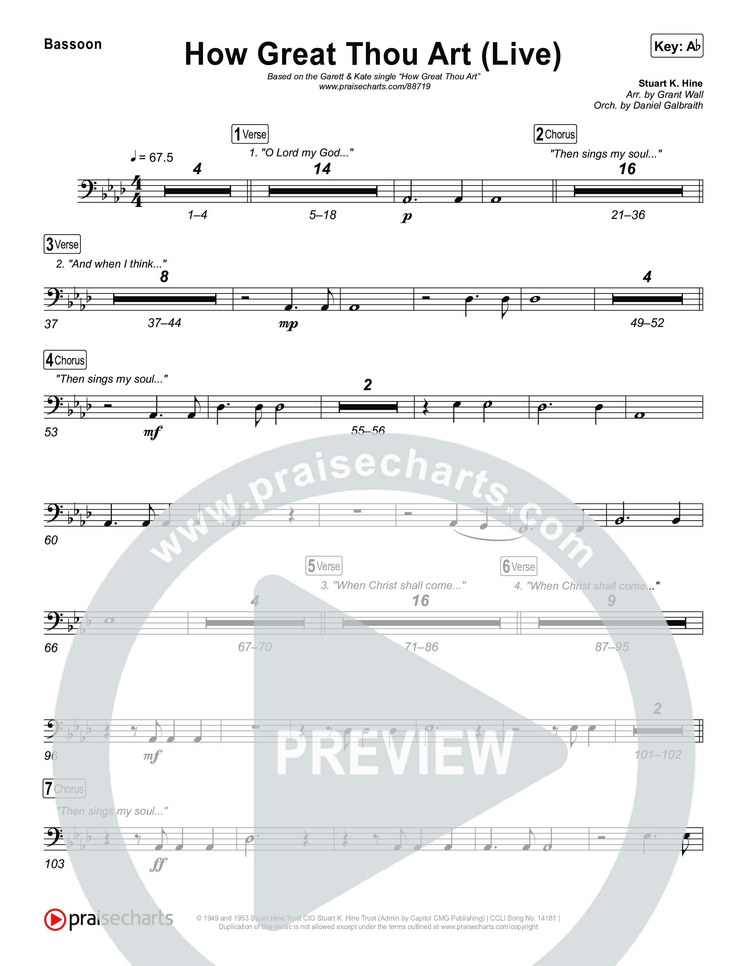 How Great Thou Art (Live) Bassoon (Bethel Music / Garett & Kate)