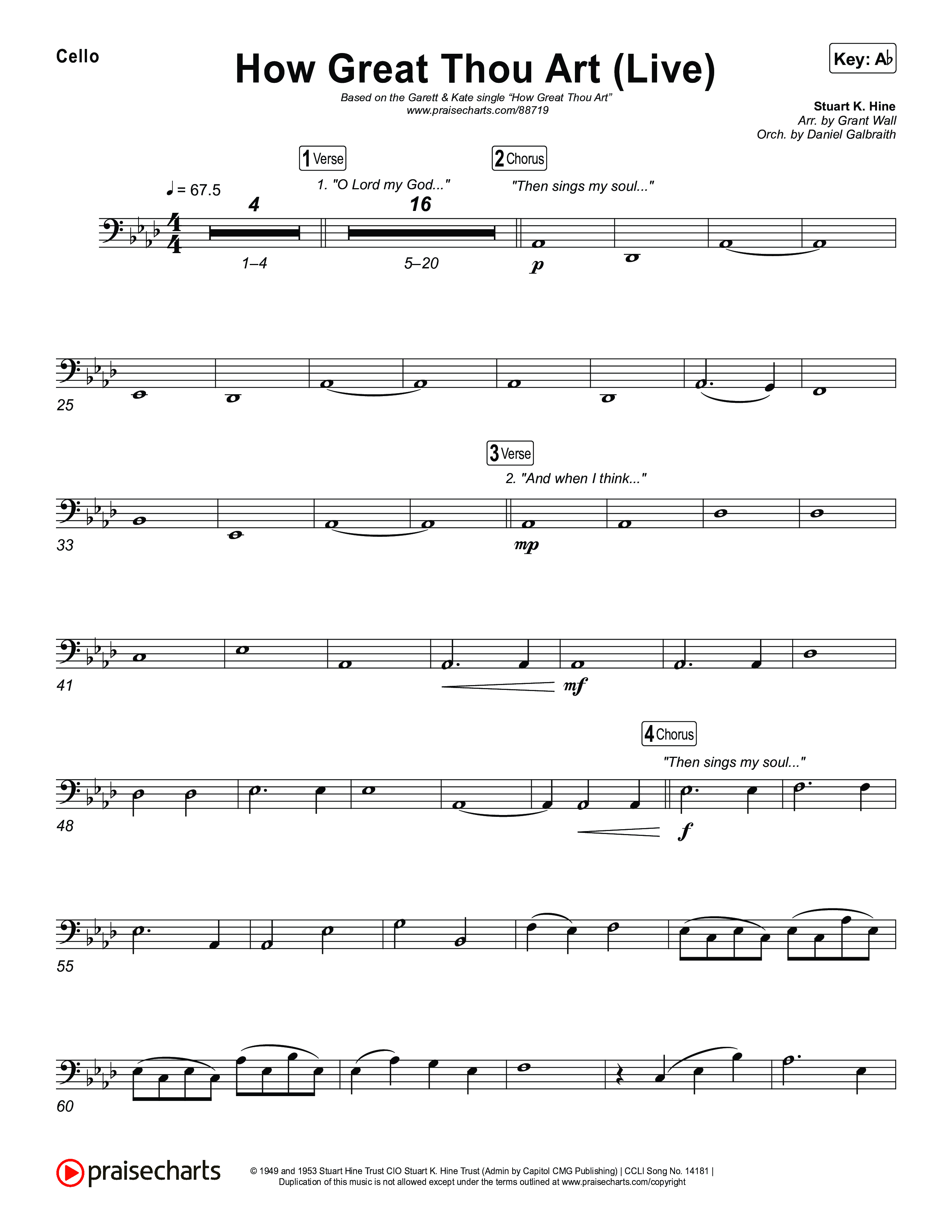 How Great Thou Art (Live) Cello (Bethel Music / Garett & Kate)